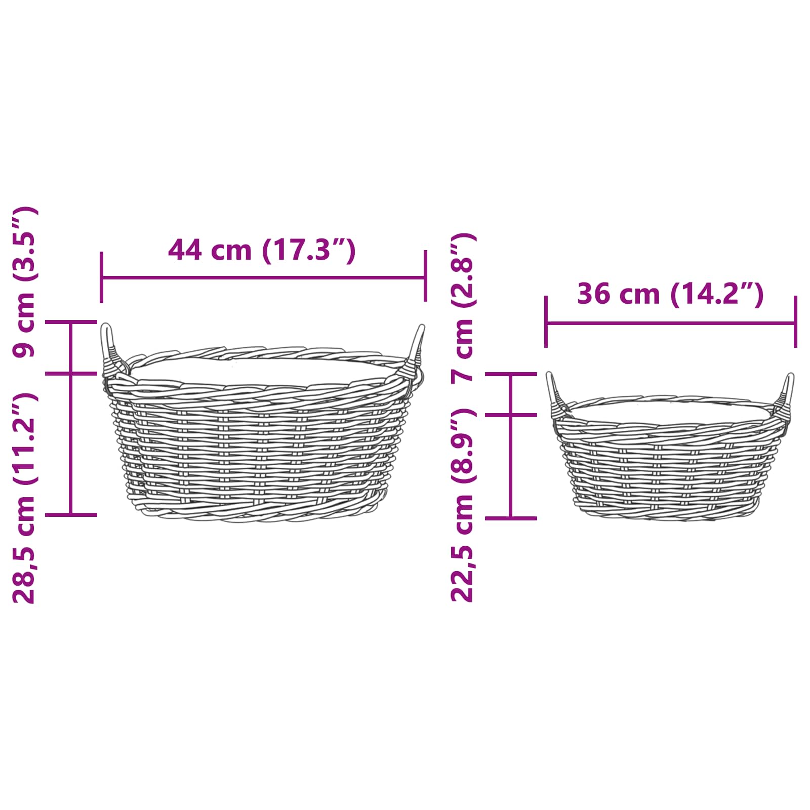 Košarica za saksije s pohranom 2 pcs Siva Lacak ratan