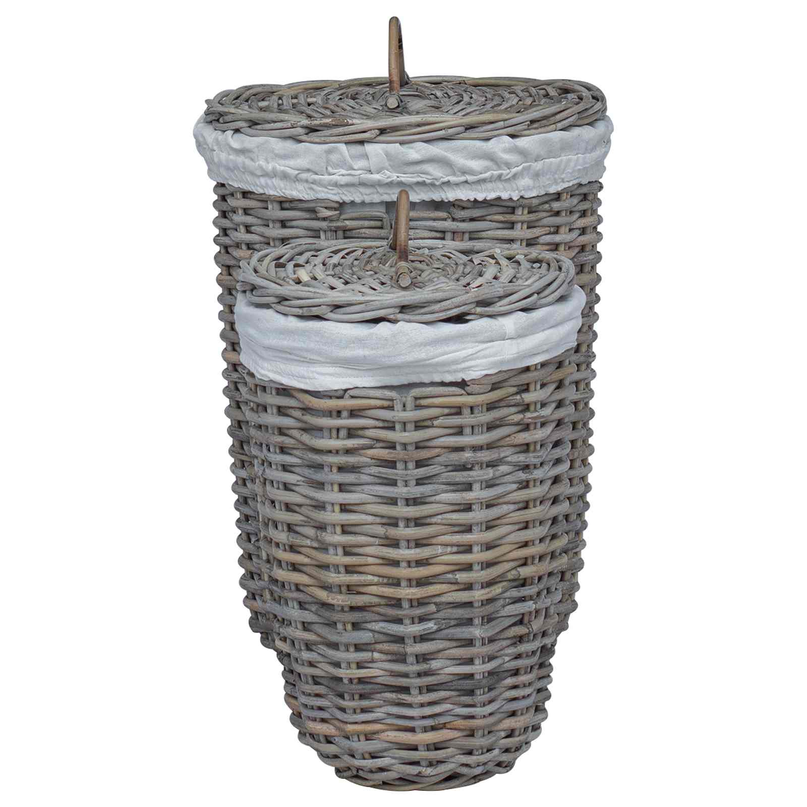 Kanta za rublje s poklopcem 2 pcs Kubu siva Kubu Ratan