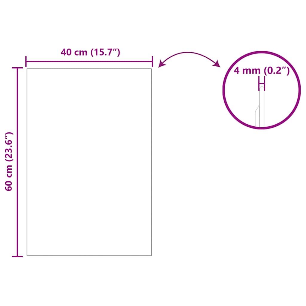 Zidno ogledalo Pravokutni 40 x 60 cm Staklo otporno na udarce