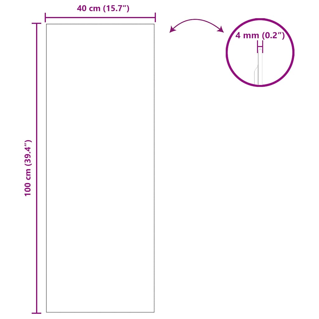 Zidno ogledalo Pravokutni 40 x 100 cm Staklo otporno na udarce
