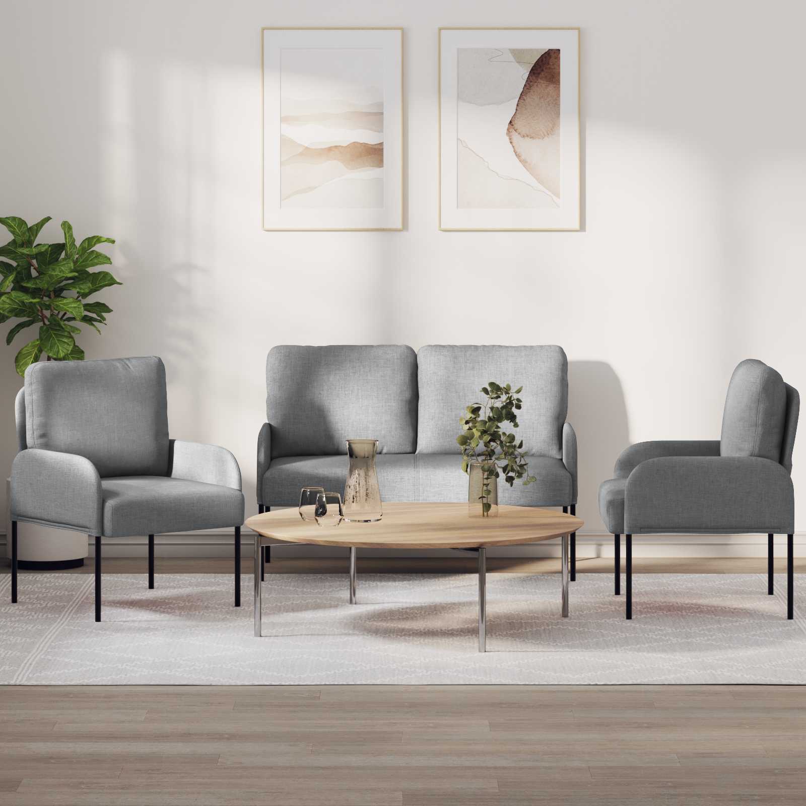 Setovi sofa 3 pcs Svijetlo siva 115 x 56 x 80 cm Šperploča