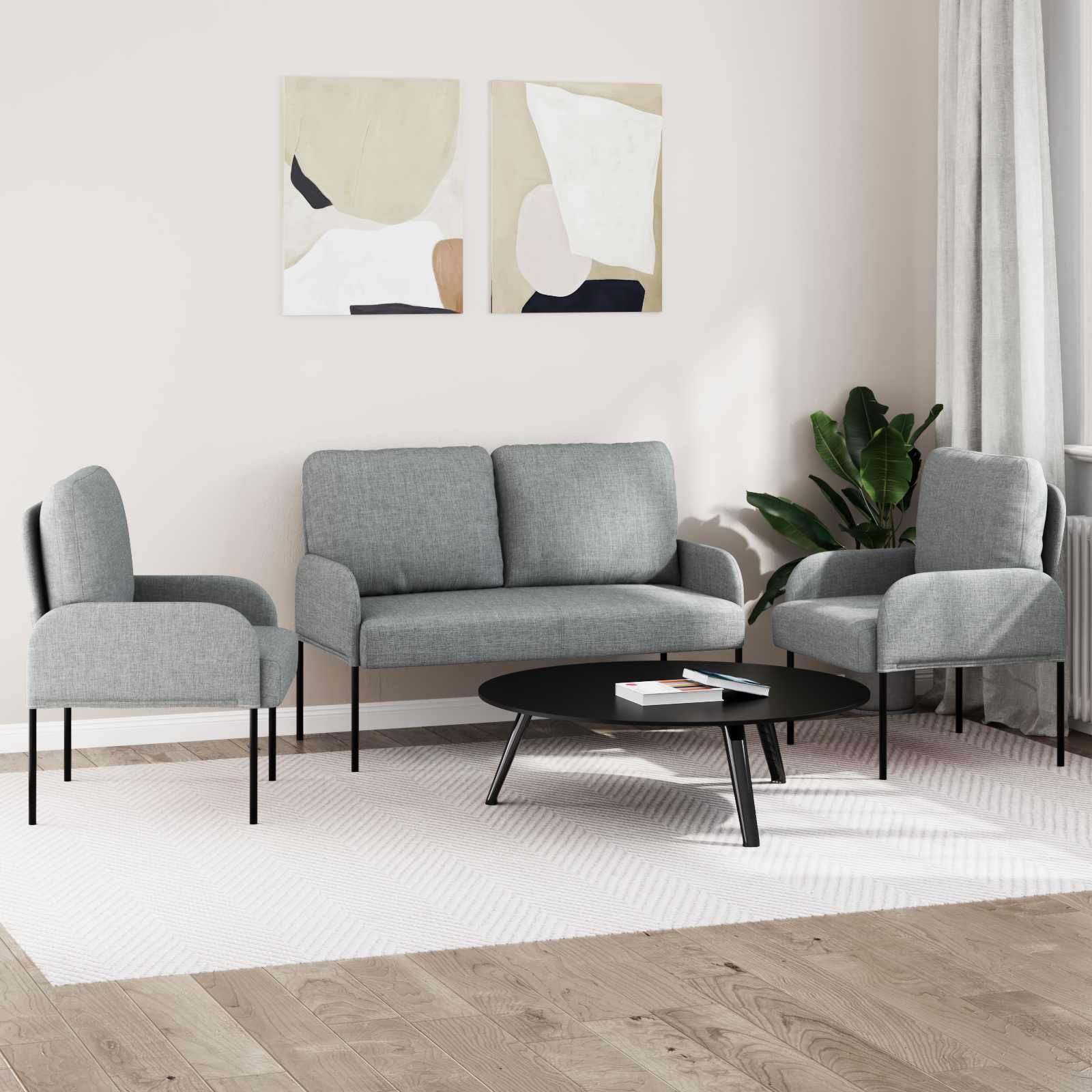 Setovi sofa 3 pcs Svijetlo siva 115 x 56 x 80 cm Šperploča