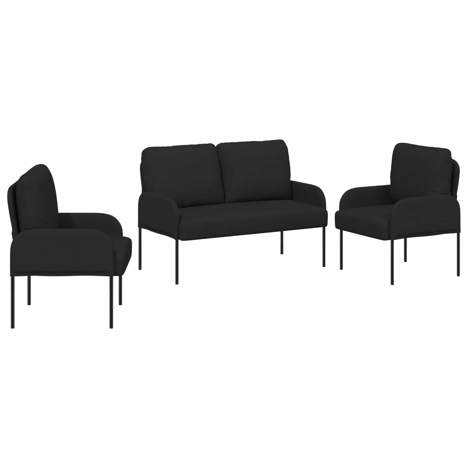 Setovi sofa s jastukom 3 pcs Crna 115 x 56 x 80 cm Šperploča