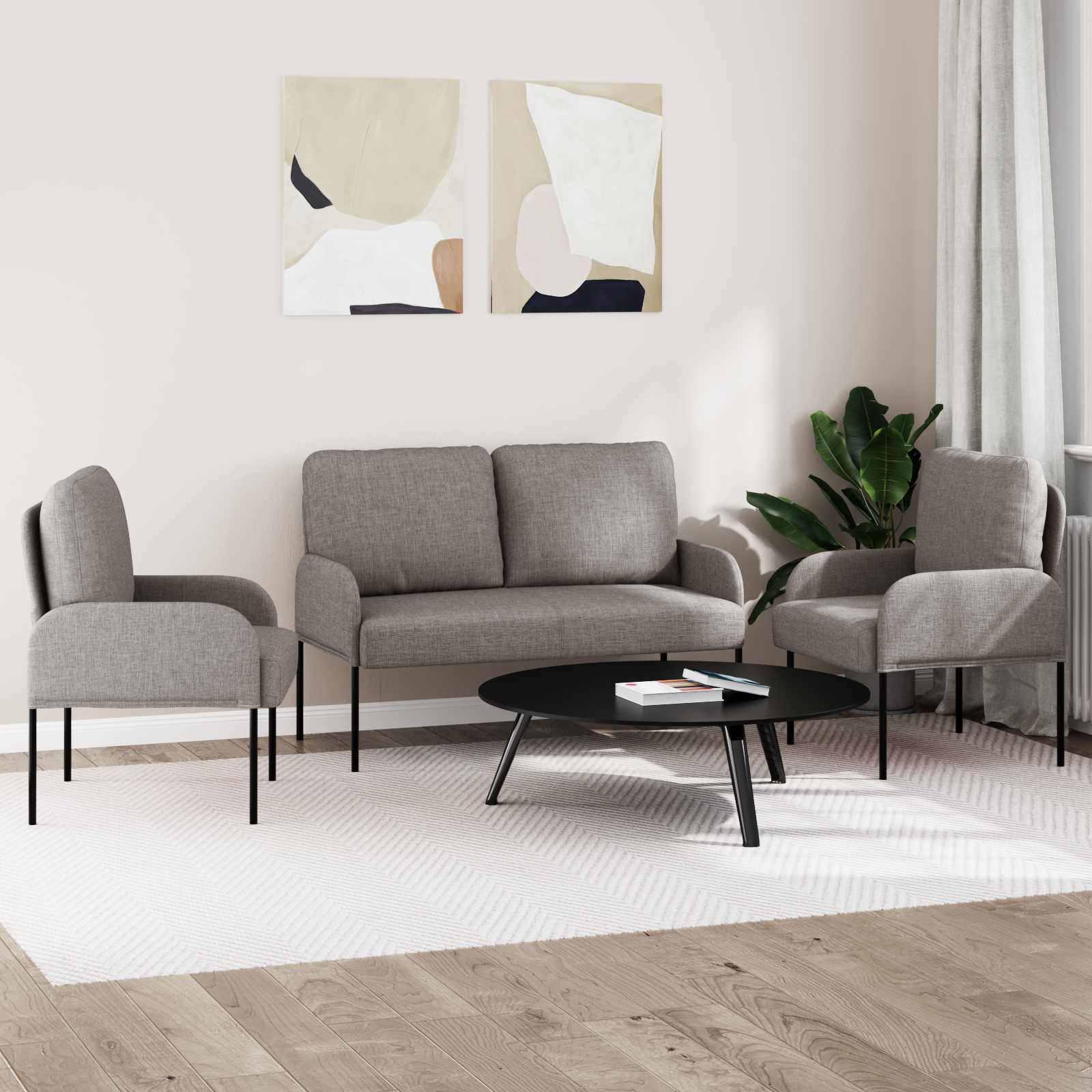 Setovi sofa 3 pcs Sivo-smeđa 115 x 56 x 80 cm Šperploča