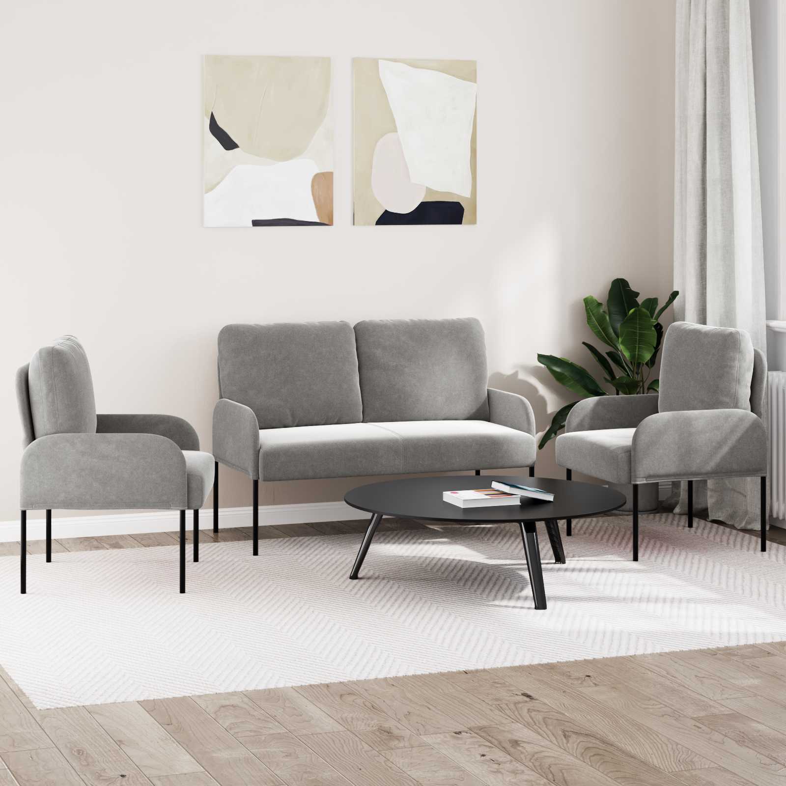 Setovi sofa 3 pcs Svijetlo siva 115 x 56 x 80 cm Šperploča