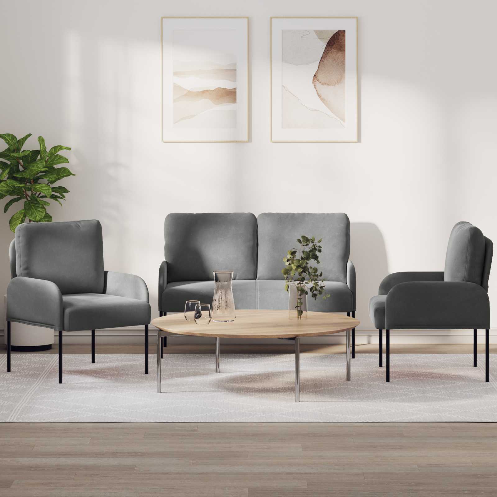 Setovi sofa 3 pcs Tamno siva 115 x 56 x 80 cm Šperploča
