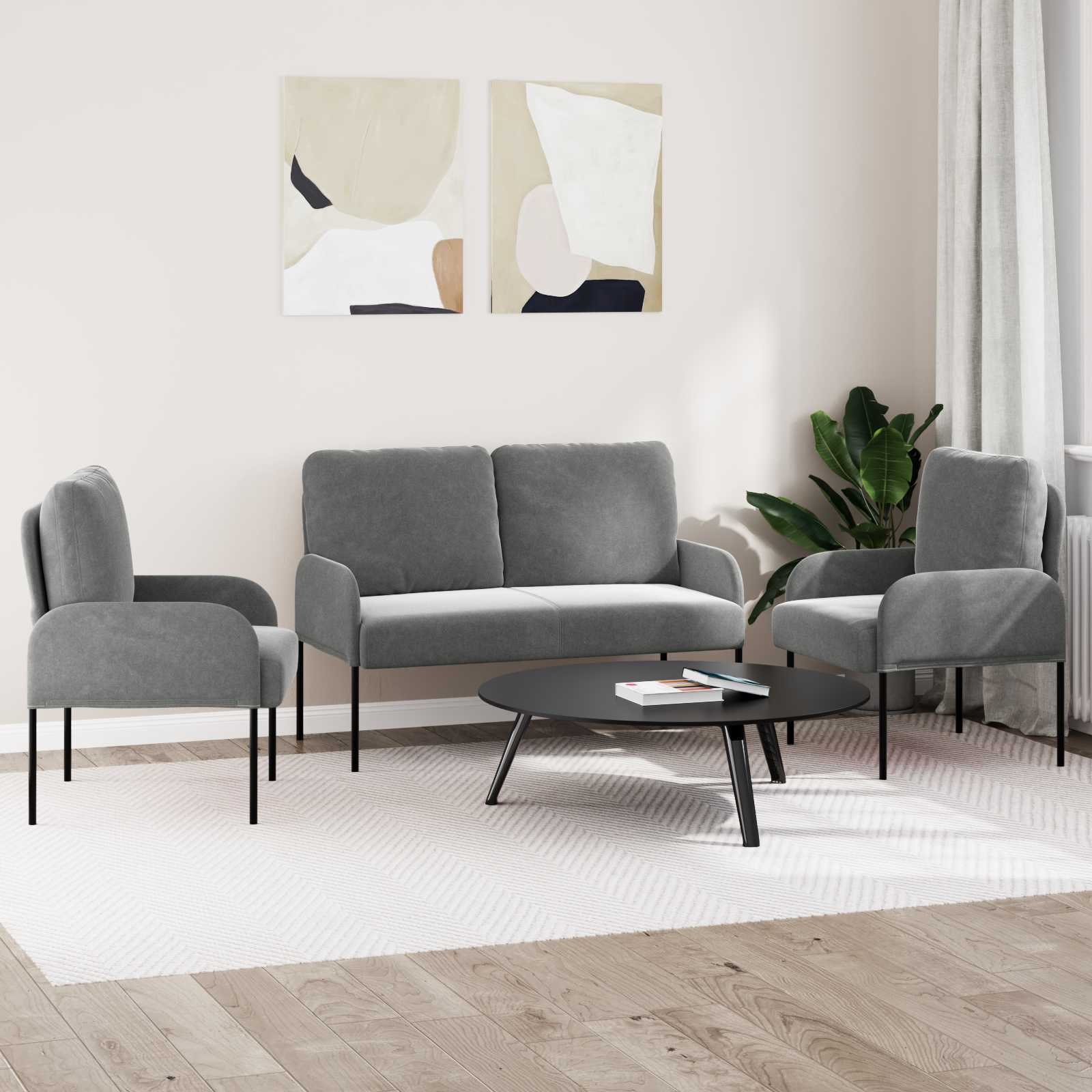 Setovi sofa 3 pcs Tamno siva 115 x 56 x 80 cm Šperploča