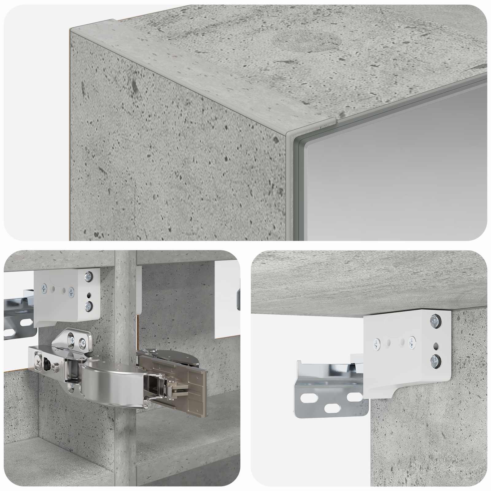 Kupaonski ormar s ogledalom Betonski sivi 30 x 10,5 x 50 cm
