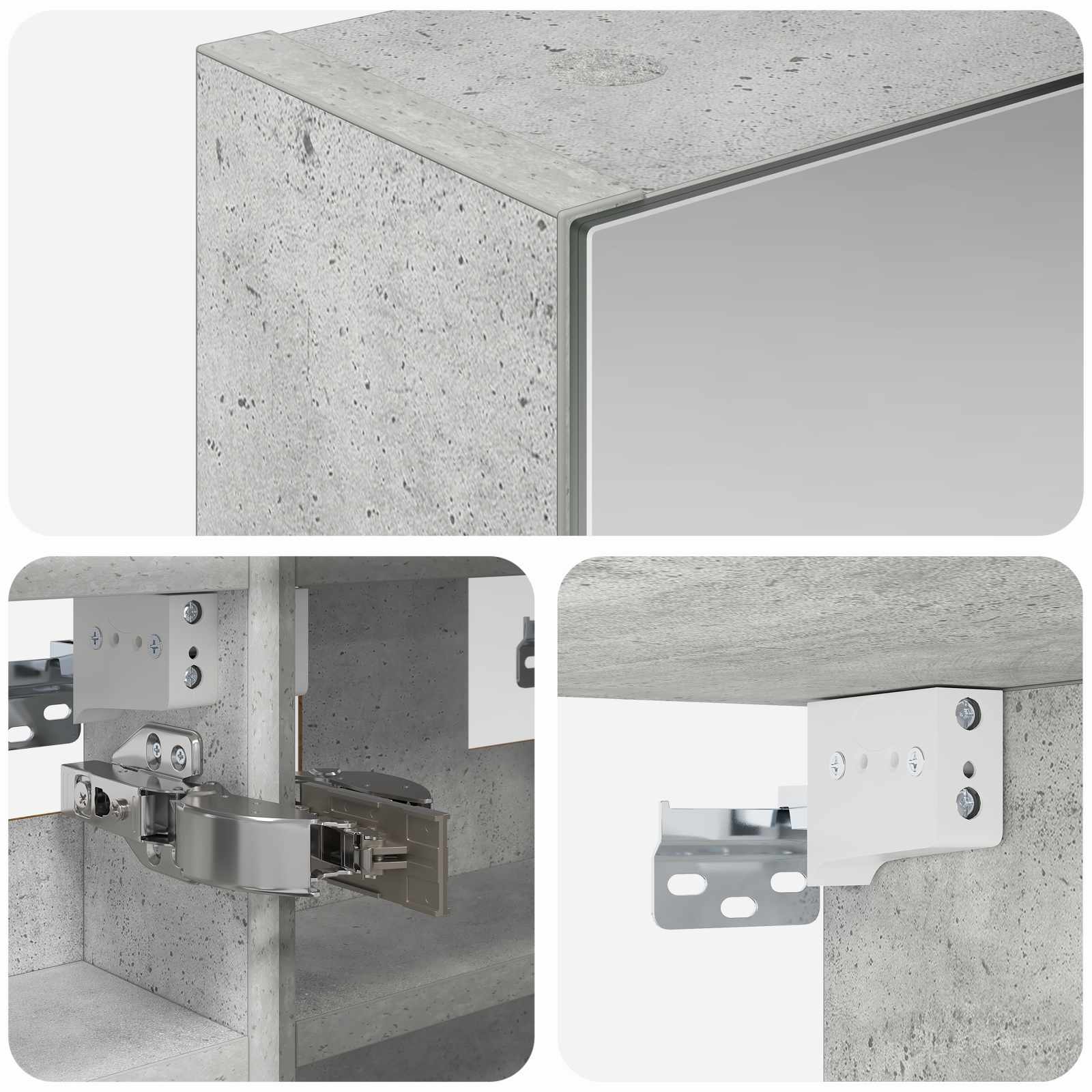 Kupaonski ormar s ogledalom Betonski sivi 30 x 10,5 x 50 cm