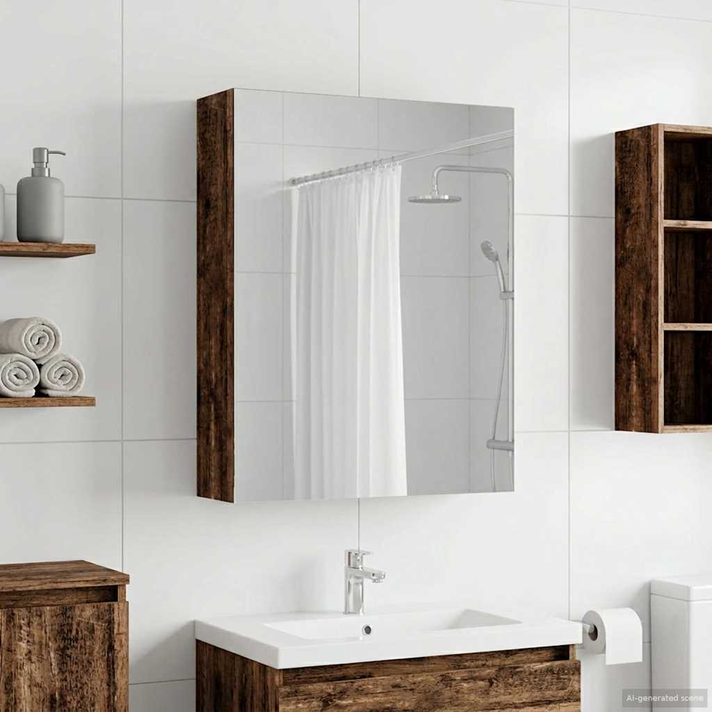 Kupaonski ormar s ogledalom Zidne Staro drvo 50 x 14,5 x 70 cm