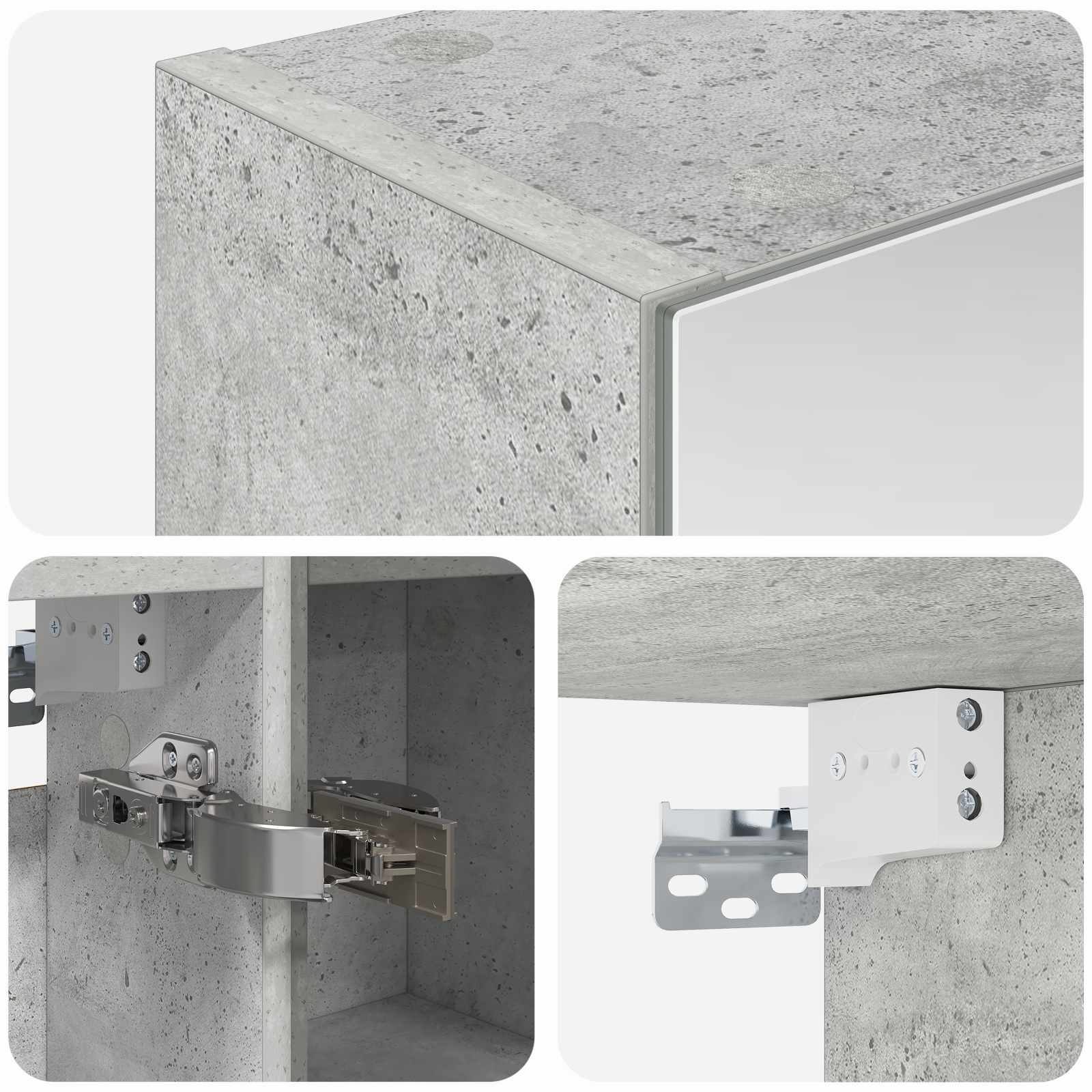Kupaonski ormar s ogledalom Betonski sivi 60 x 14,5 x 70 cm