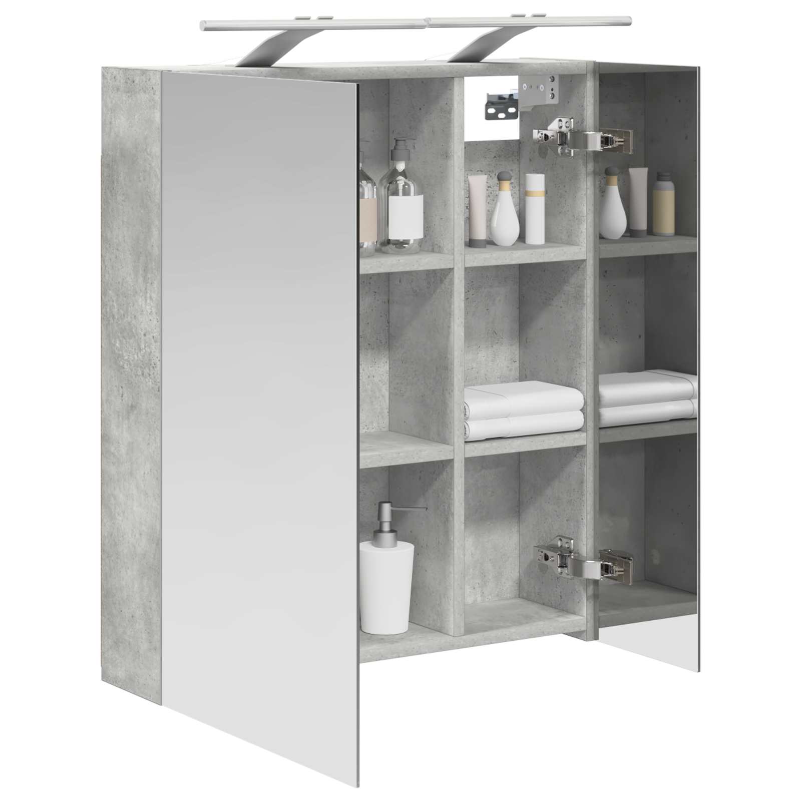 Kupaonski ormar s ogledalom Betonski sivi 60 x 14,5 x 70 cm