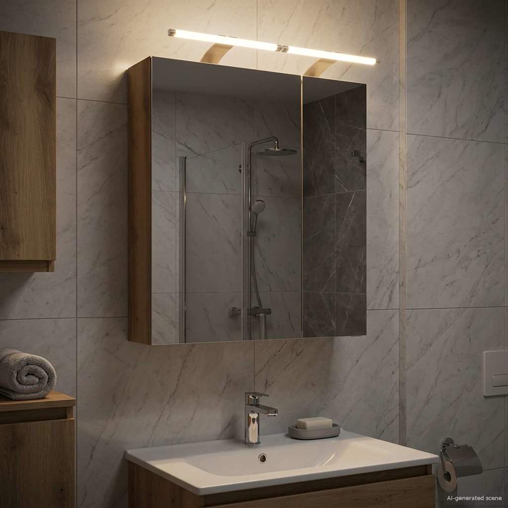 Kupaonski ormar s ogledalom S LED lampica Umjetnička hrastovina