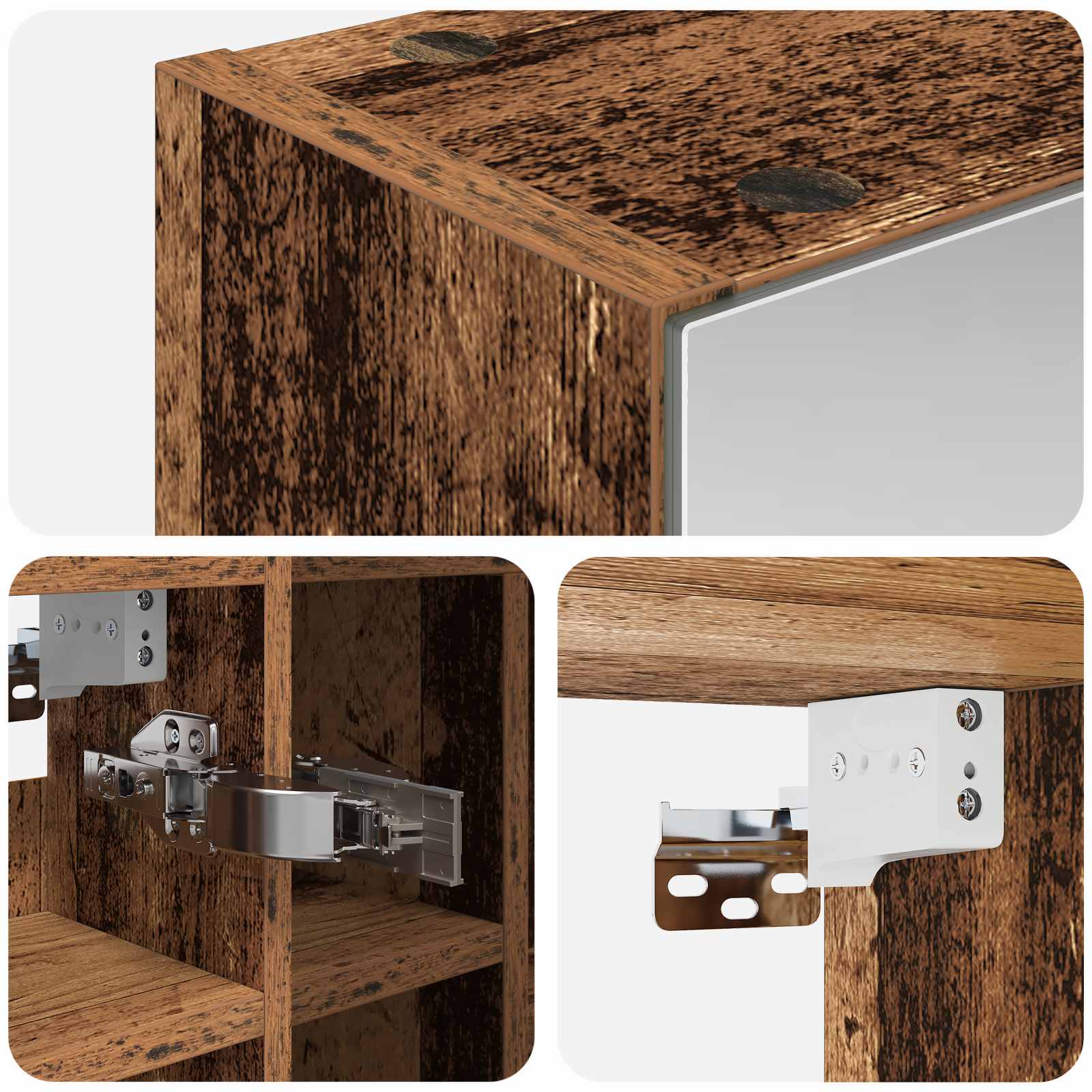 Kupaonski ormar s ogledalom Staro drvo 60 x 14,5 x 50 cm