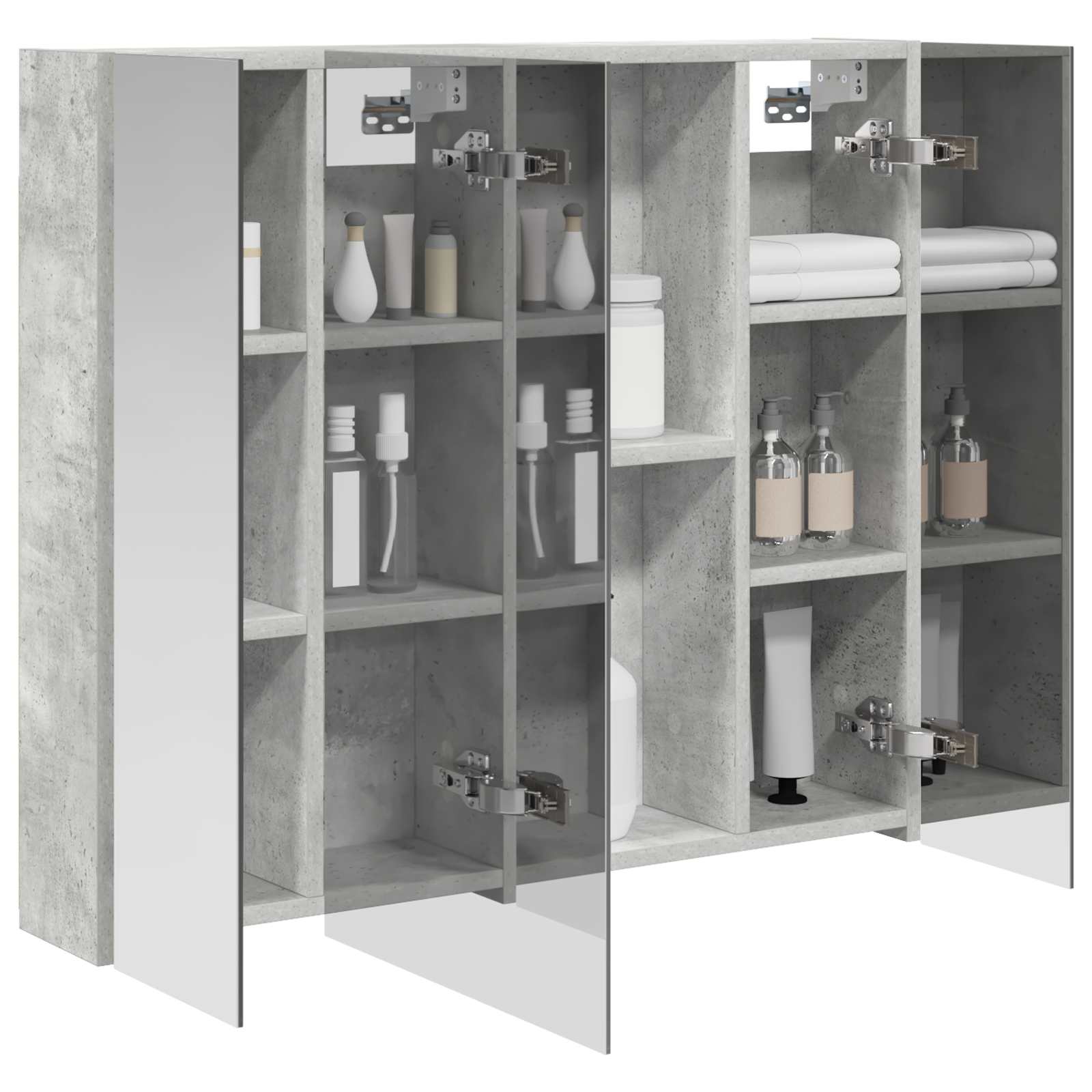 Kupaonski ormar s ogledalom Betonski sivi 80 x 14.5 x 70 cm