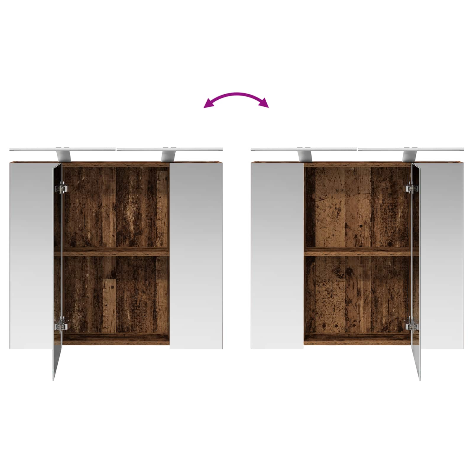 Kupaonski ormar s ogledalom Zidne Staro drvo 80 x 14.5 x 70 cm