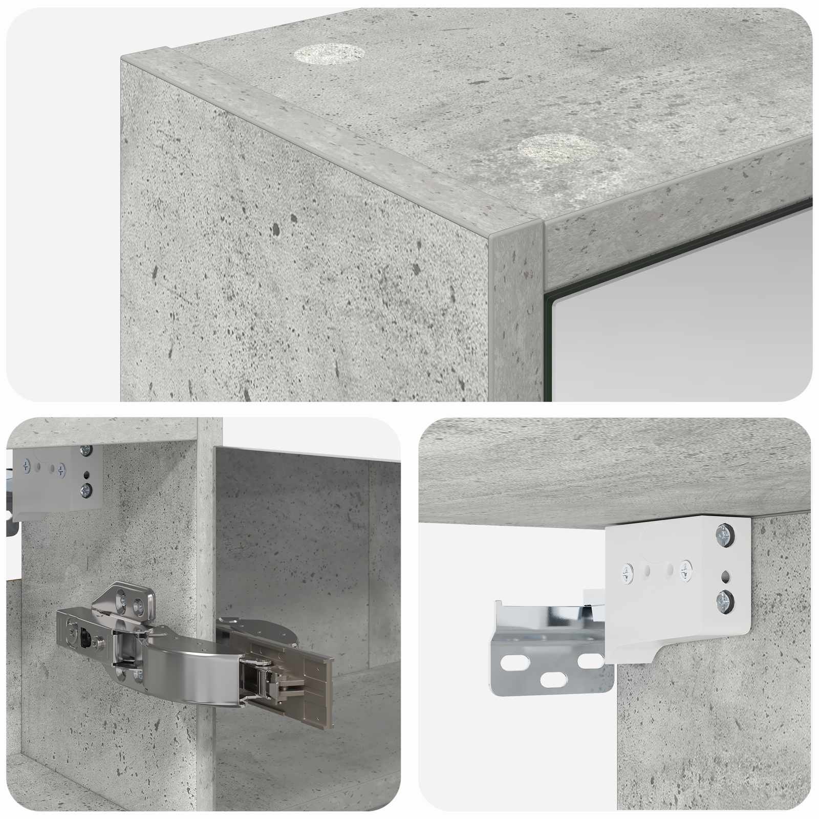 Kupaonski ormar s ogledalom Betonski sivi 43 x 16 x 62.5 cm