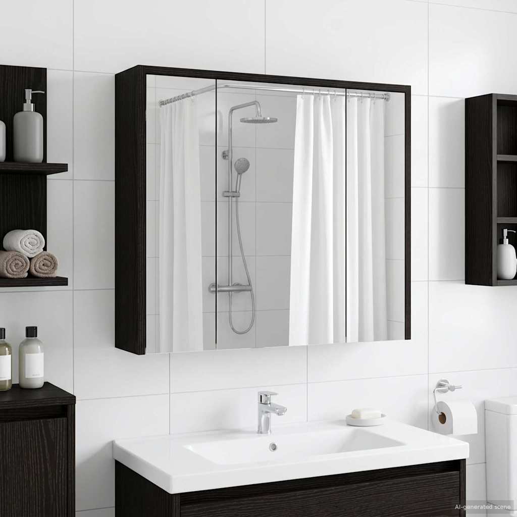 Kupaonski ormar s ogledalom Crni hrast 63,5 x 16 x 62,5 cm