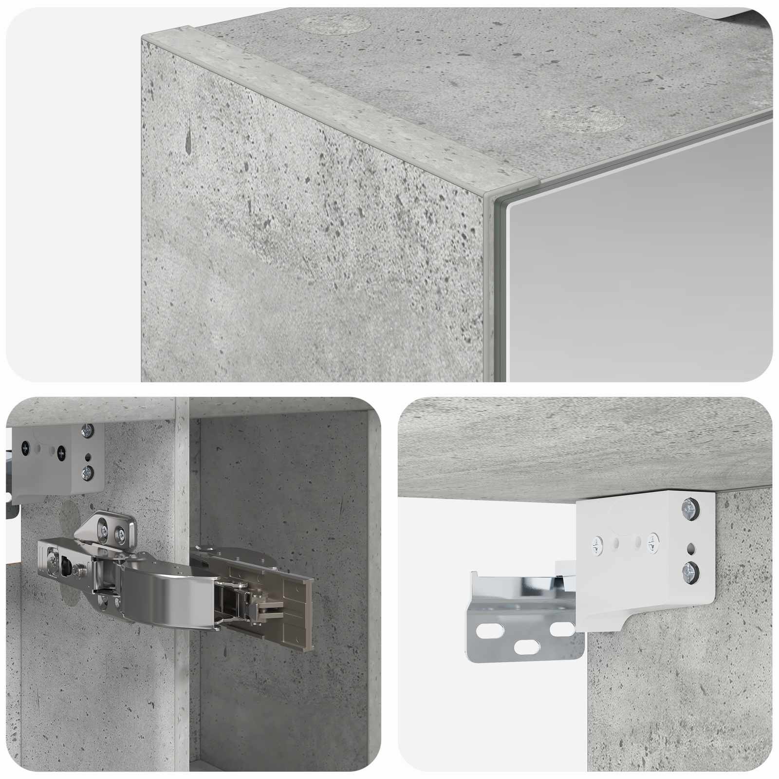 Kupaonski ormar s ogledalom Betonski sivi 60 x 14.5 x 70 cm