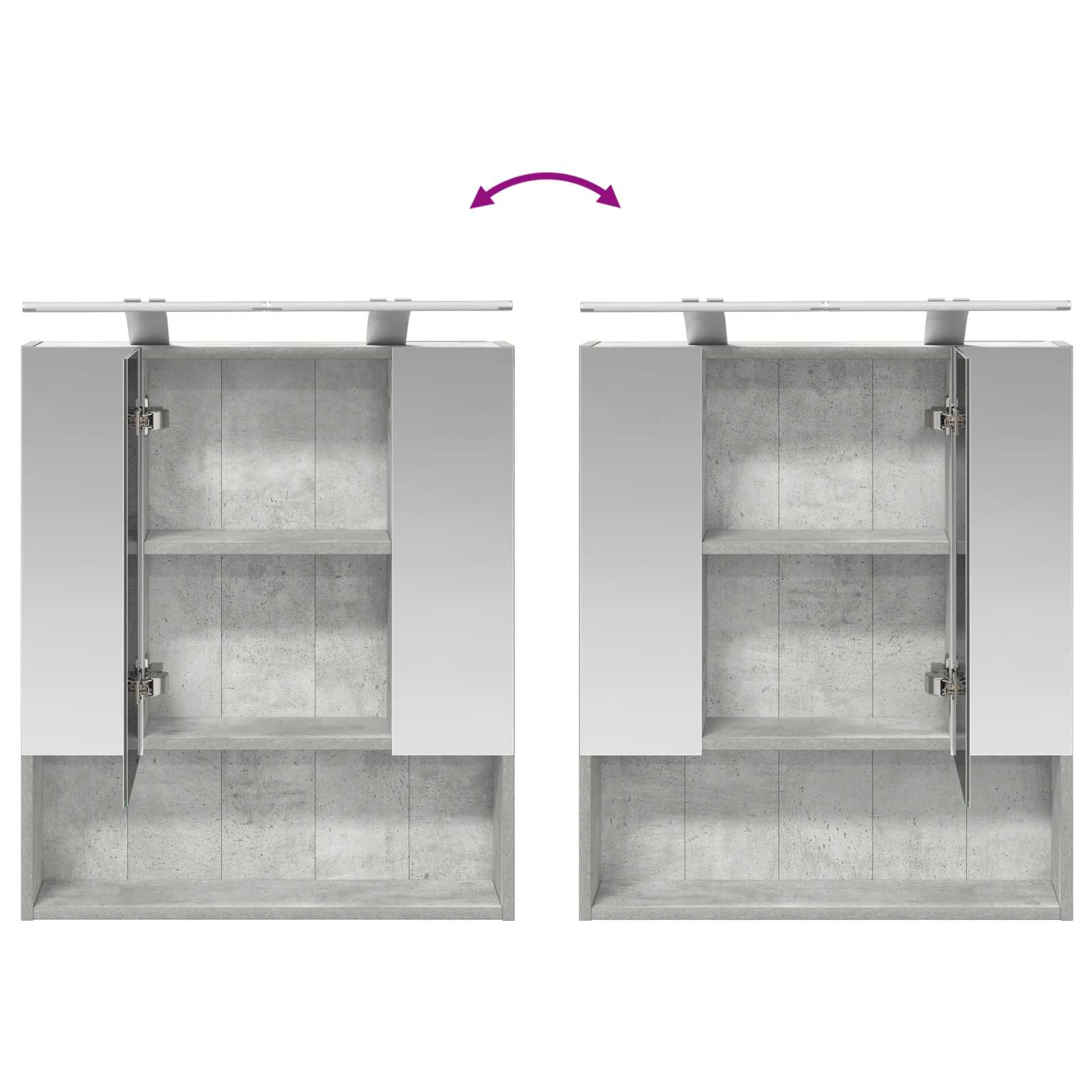 Kupaonski ormar s ogledalom Betonski sivi 60 x 14.5 x 70 cm