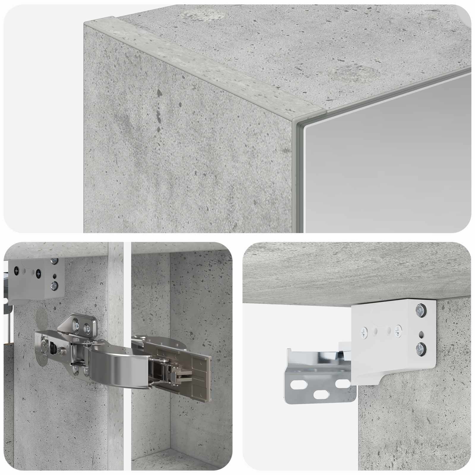 Kupaonski ormar s ogledalom Betonski sivi 50 x 14,5 x 70 cm