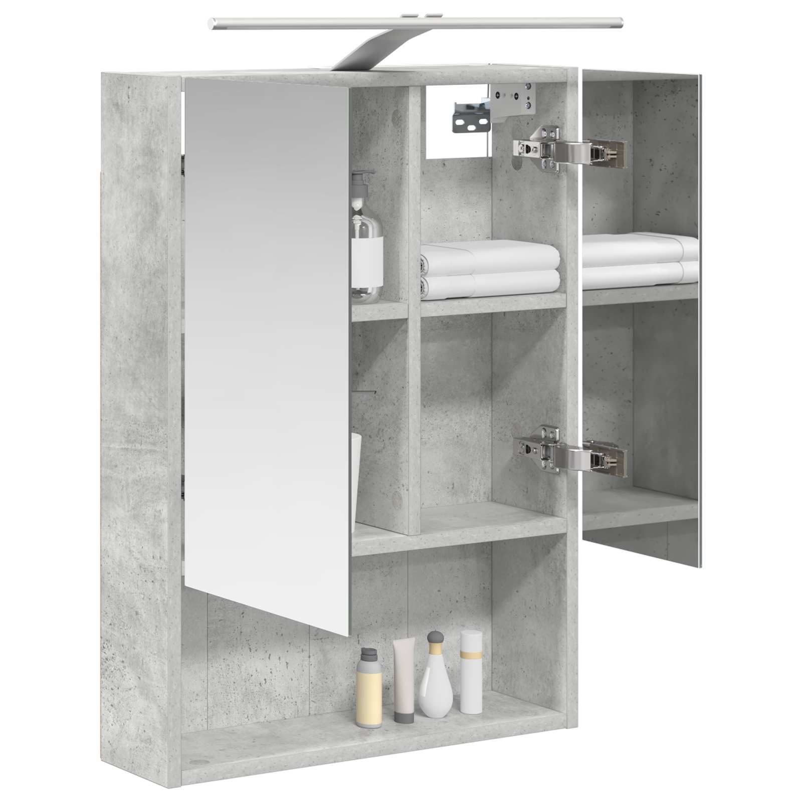 Kupaonski ormar s ogledalom Betonski sivi 50 x 14,5 x 70 cm