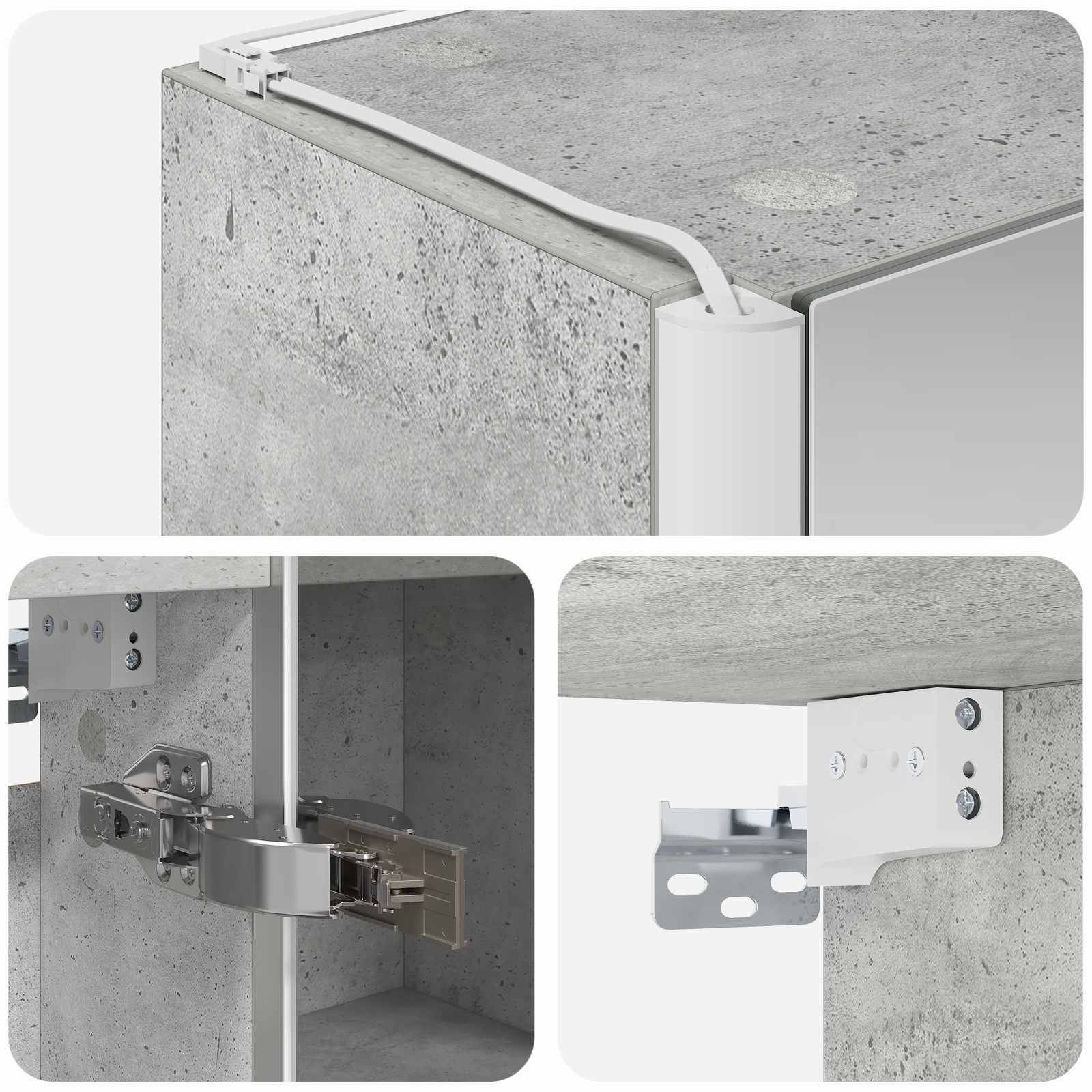 Kupaonski ormar s ogledalom Betonski sivi 43 x 11,5 x 60,5 cm