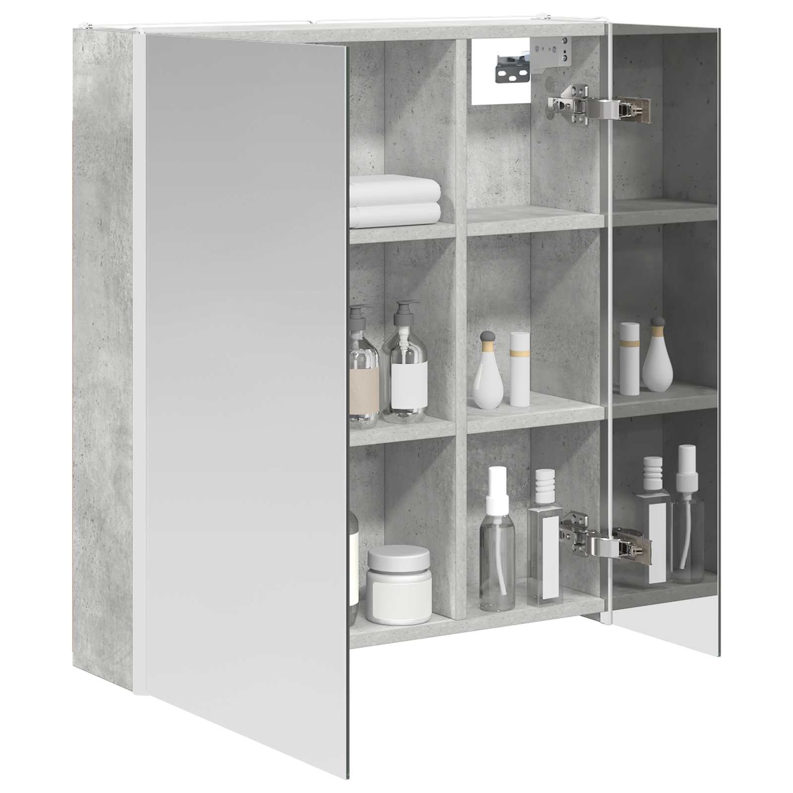 Kupaonski ormar s ogledalom Betonski sivi 63,5 x 15,5 x 70 cm