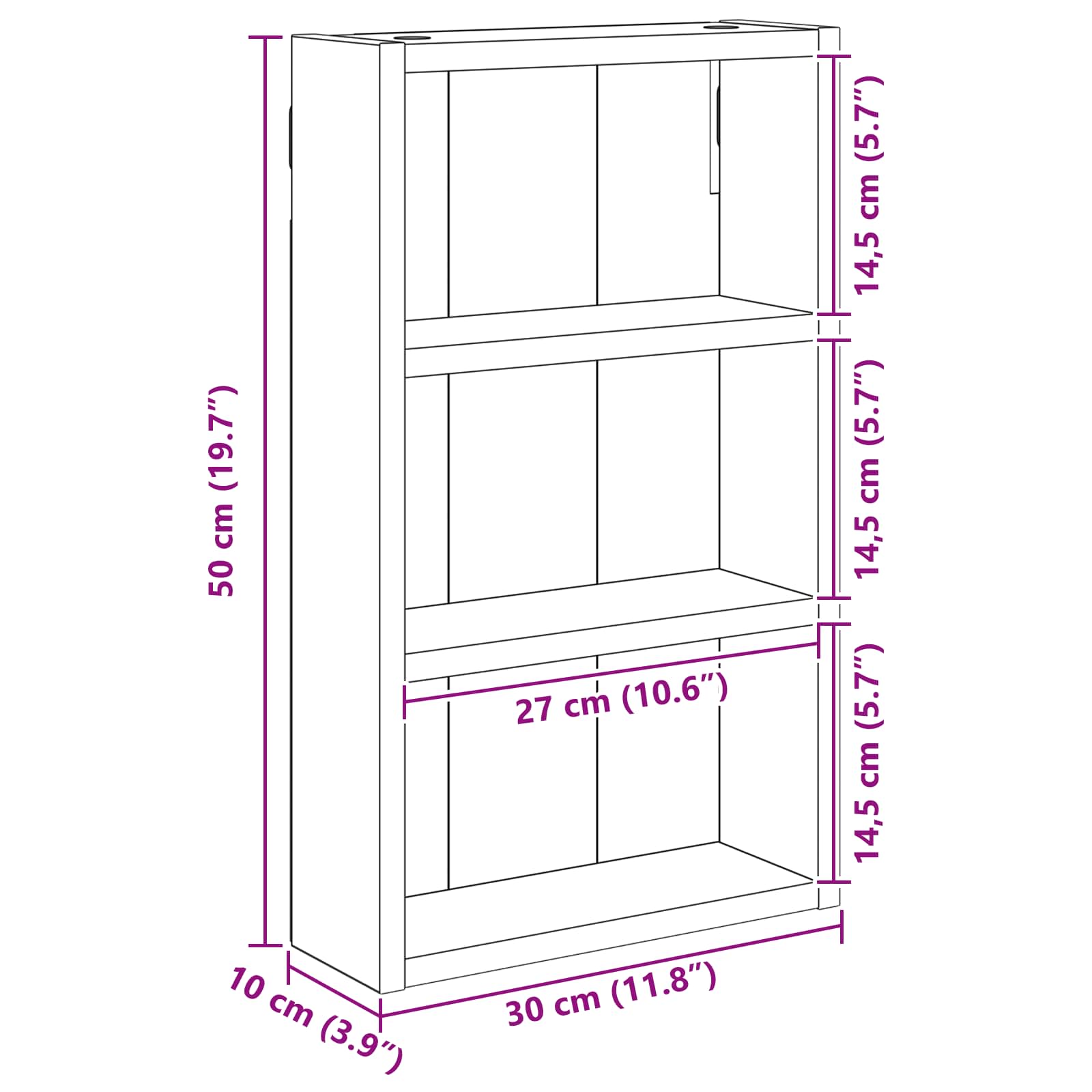 Kupaonski zidni ormarić s policom Crni Hrast 30 x 10 x 50 cm