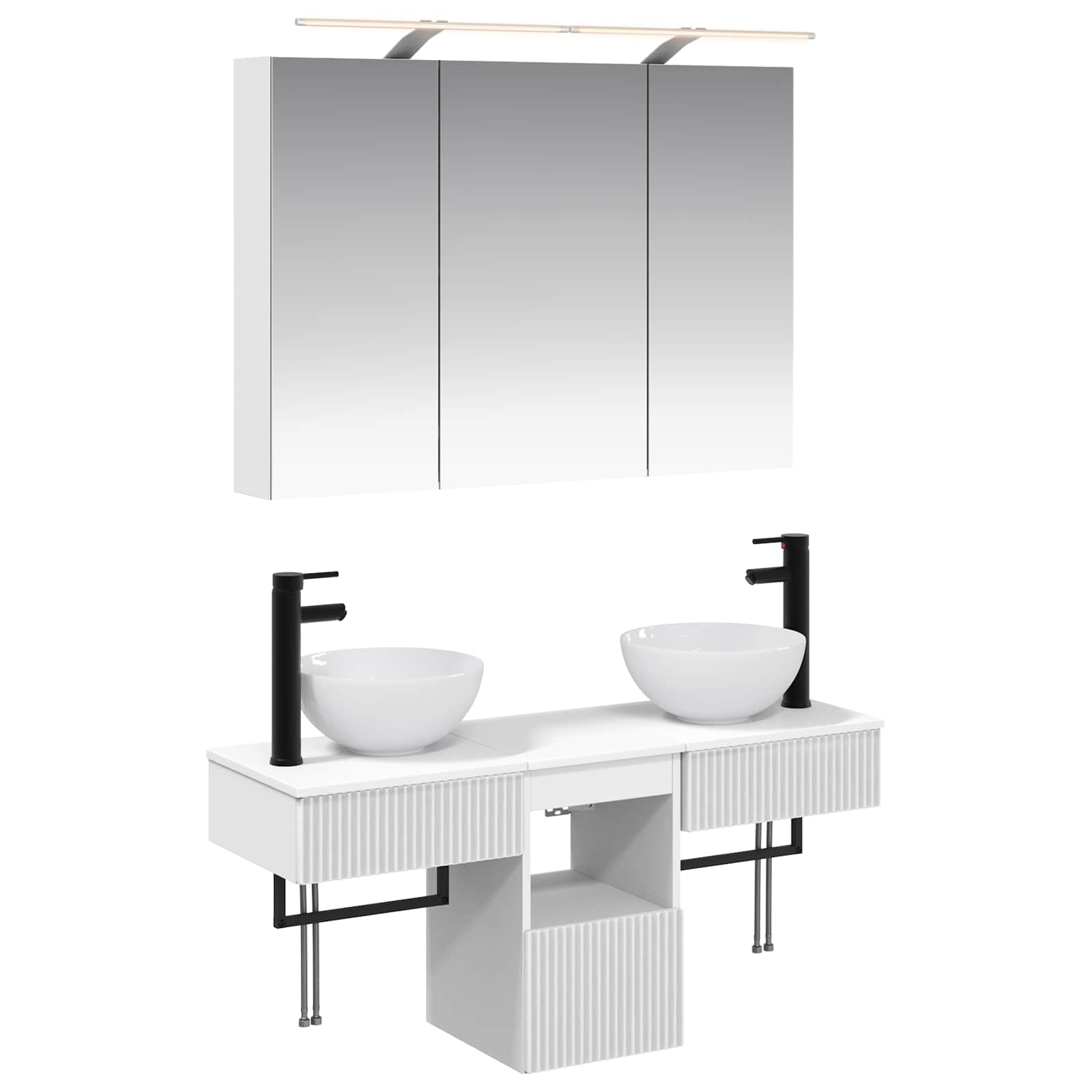 Set ormarića za kupaonicu 4 pcs Bijela 100 x 14,5 x 70 cm