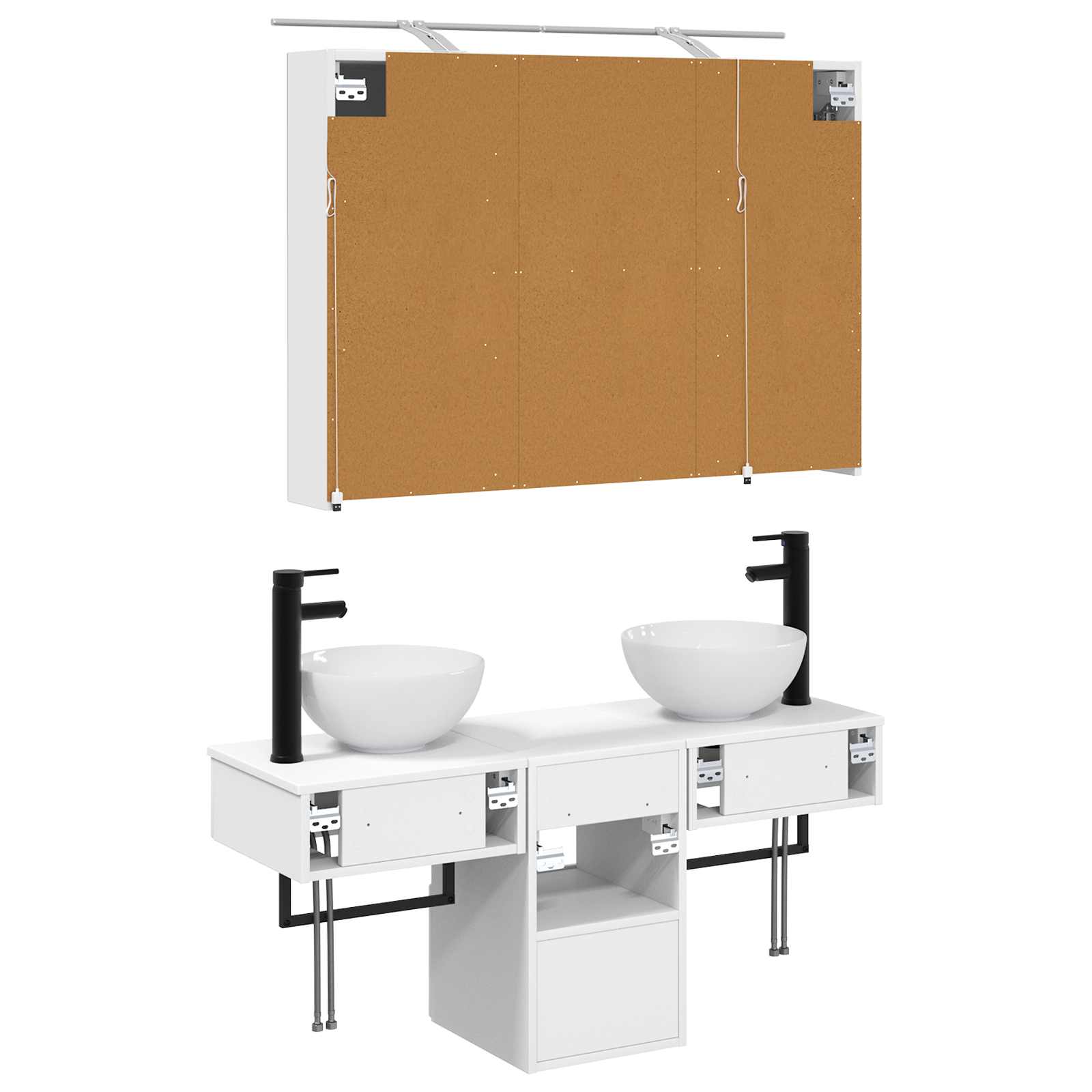 Set ormarića za kupaonicu 4 pcs Bijela 100 x 14,5 x 70 cm