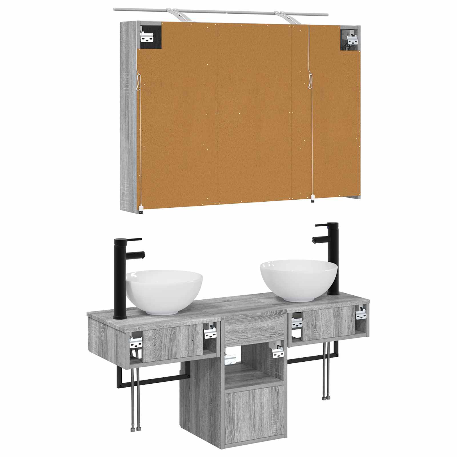 Set ormarića za kupaonicu 4 pcs Siva Sonoma 100 x 14,5 x 70 cm