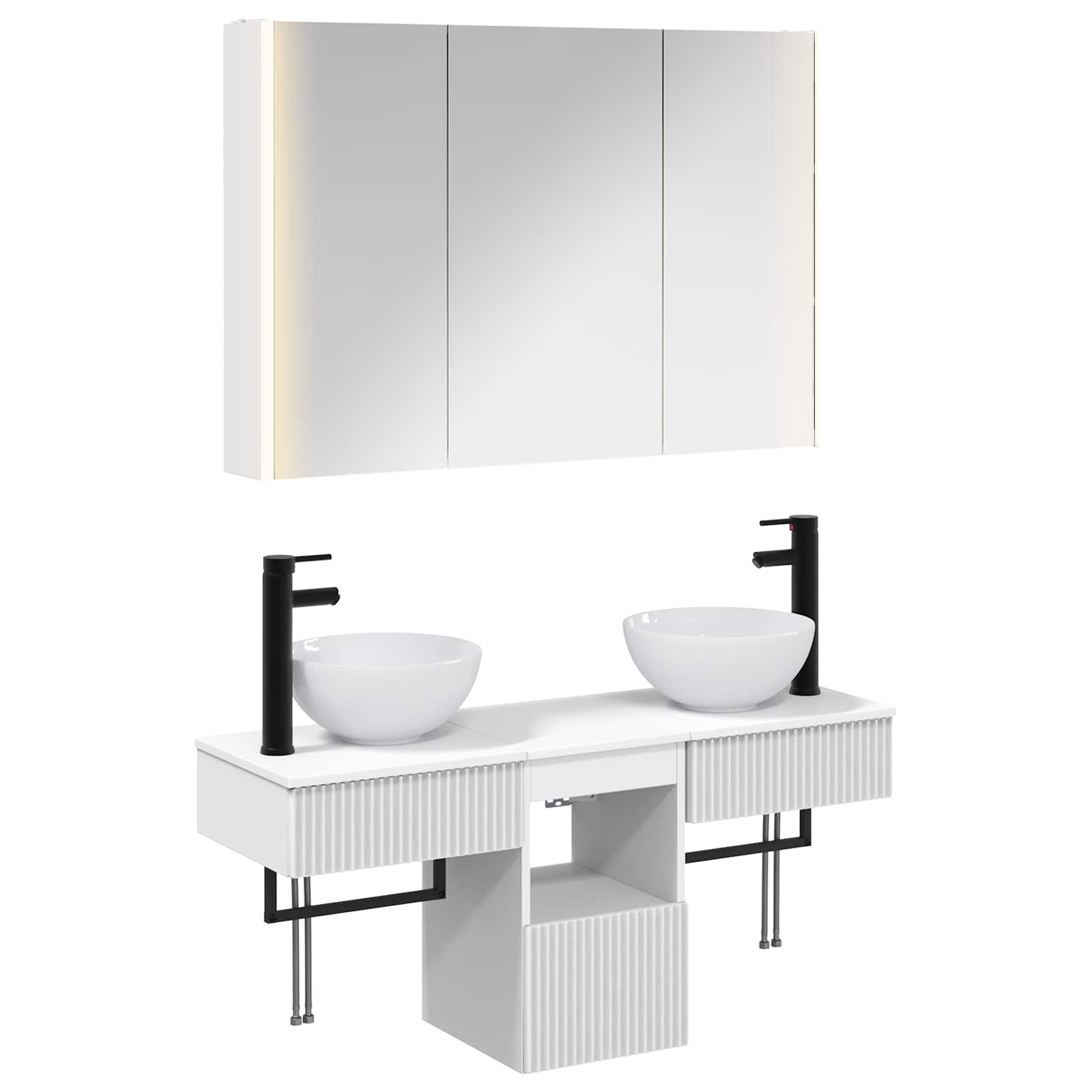 Set ormarića za kupaonicu 4 pcs Bijela 103,5 x 15,5 x 70 cm