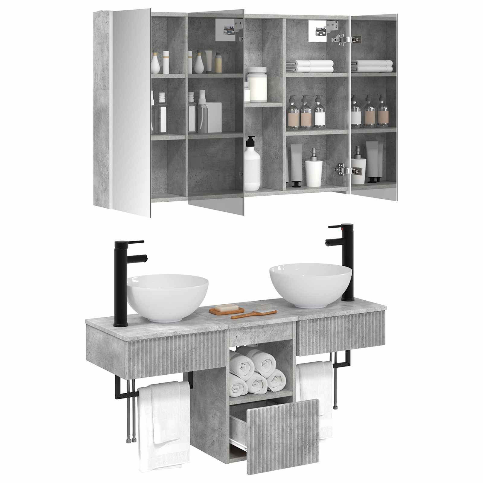 Set ormarića za kupaonicu 4 pcs Betonska siva