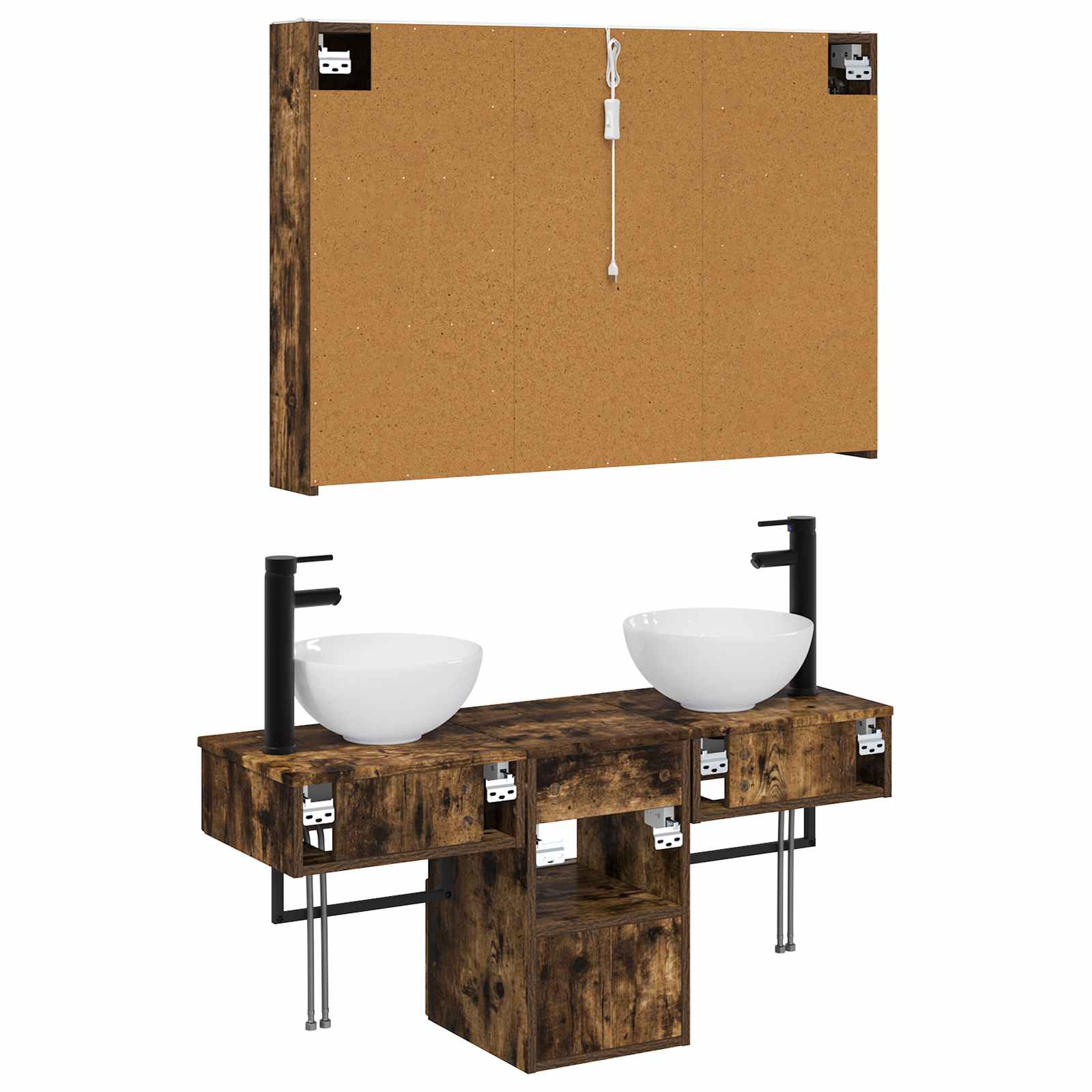 Set ormarića za kupaonicu 4 pcs Dimljeni hrast