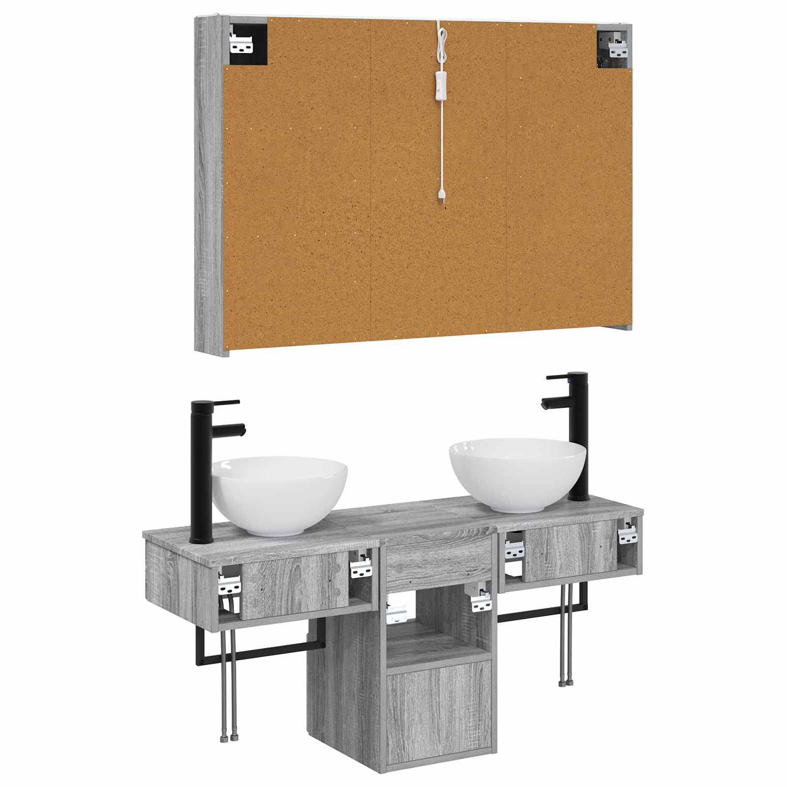 Set ormarića za kupaonicu 4 pcs Siva Sonoma