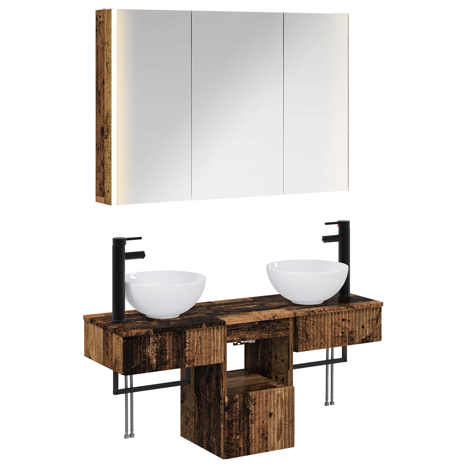Set ormarića za kupaonicu 4 pcs Staro drvo 103,5 x 15,5 x 70 cm