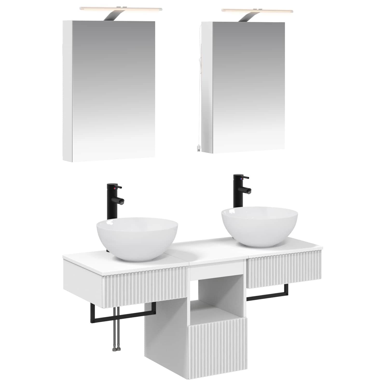 Set ormarića za kupaonicu 5 pcs Bijela 40 x 10,5 x 60,5 cm
