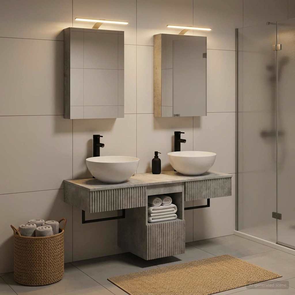 Set ormarića za kupaonicu 5 pcs Betonska siva