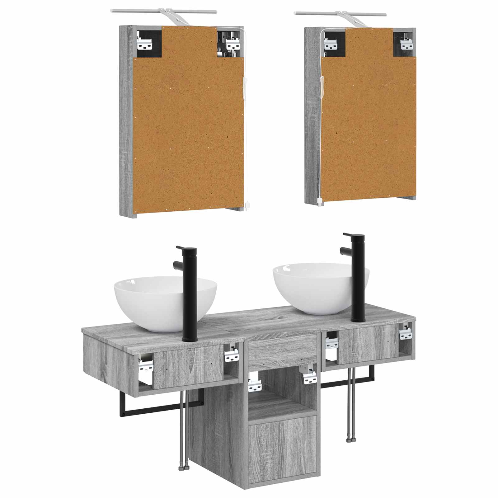 Set ormarića za kupaonicu 5 pcs Siva Sonoma 40 x 10,5 x 60,5 cm