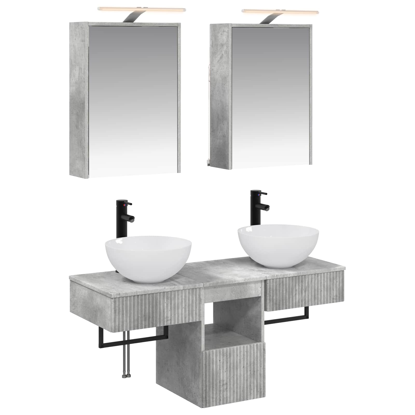 Set ormarića za kupaonicu 5 pcs Betonska siva 43 x 16 x 62,5 cm