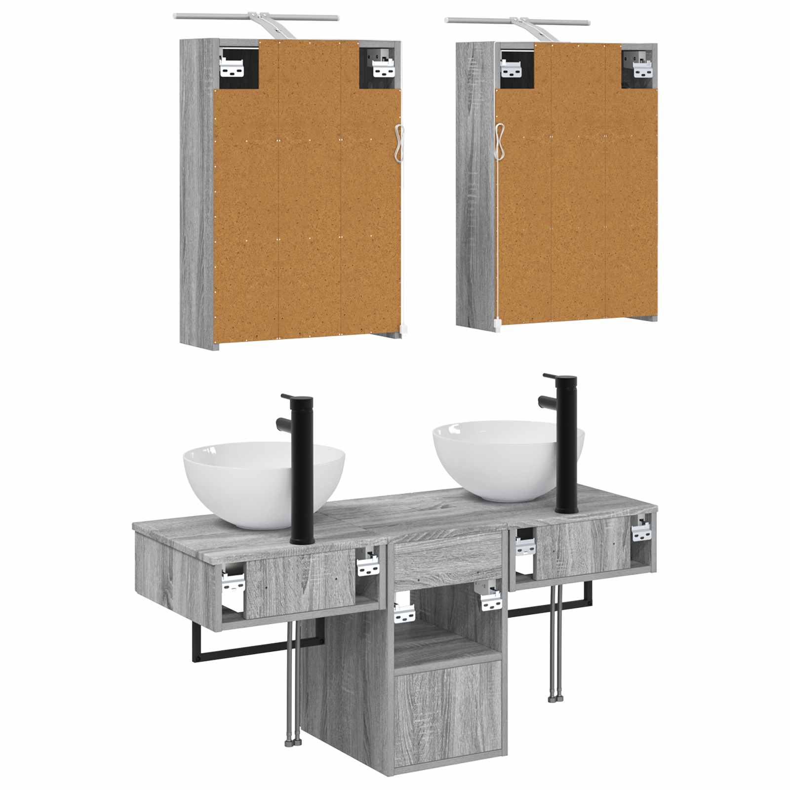 Set ormarića za kupaonicu 5 pcs Siva Sonoma 43 x 16 x 62,5 cm