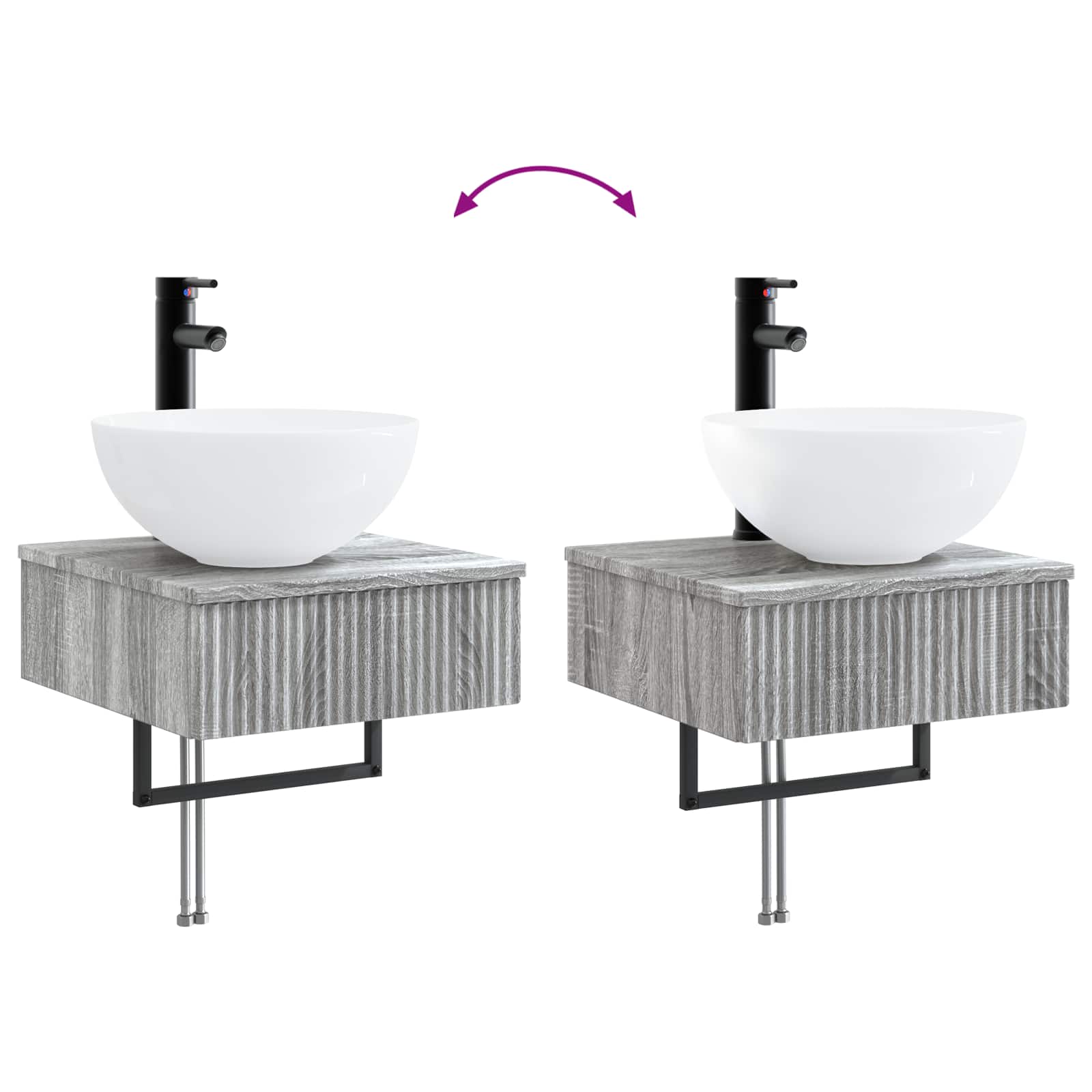 Set ormarića za kupaonicu 5 pcs Siva Sonoma 43 x 16 x 62,5 cm