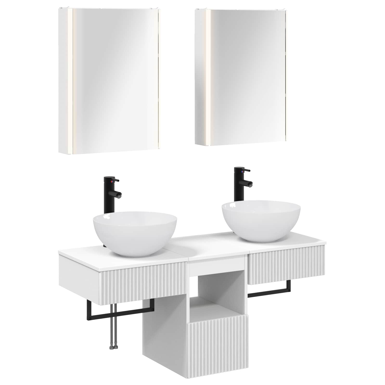 Set ormarića za kupaonicu 5 pcs Bijela 43 x 11,5 x 60,5 cm
