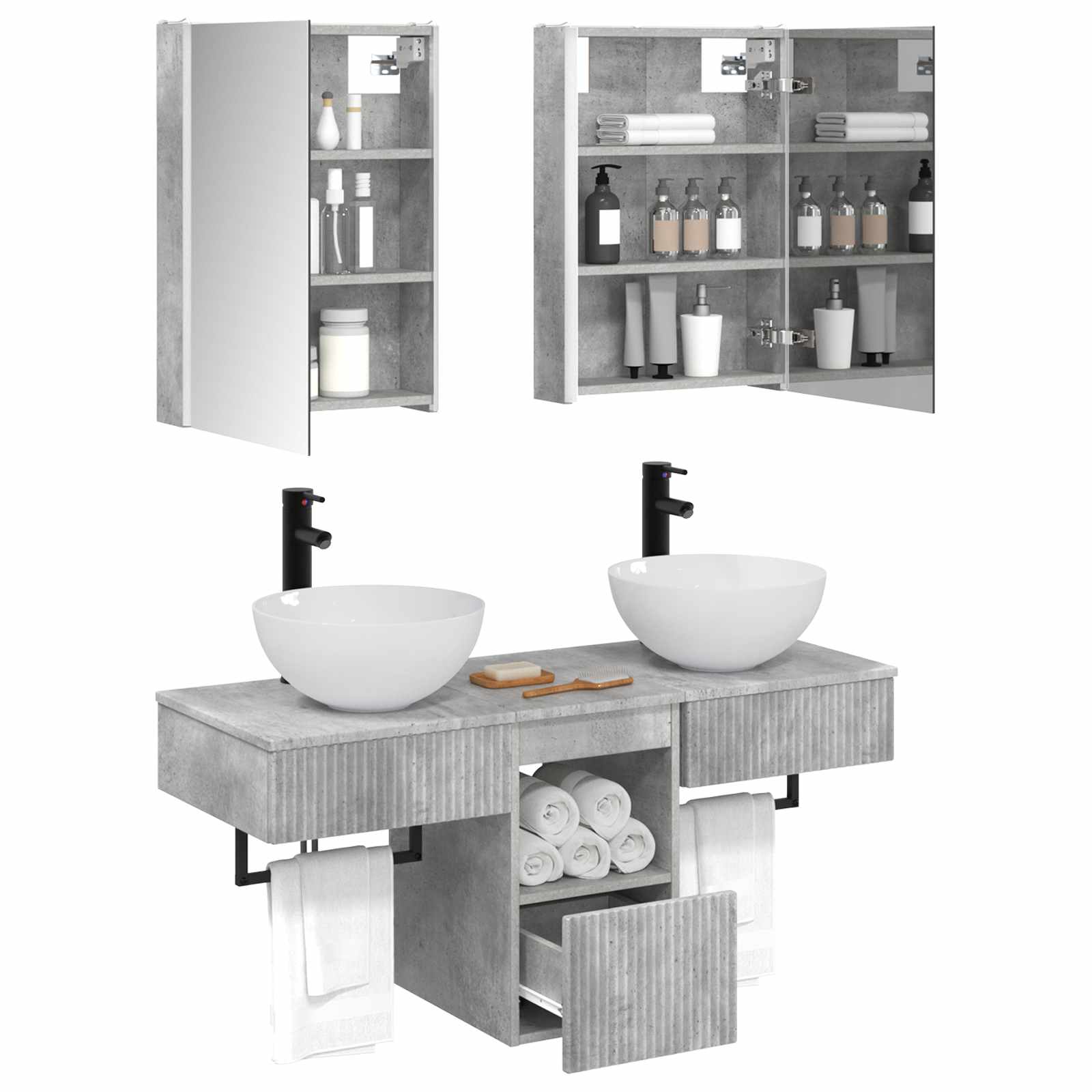 Set ormarića za kupaonicu 5 pcs Betonska siva