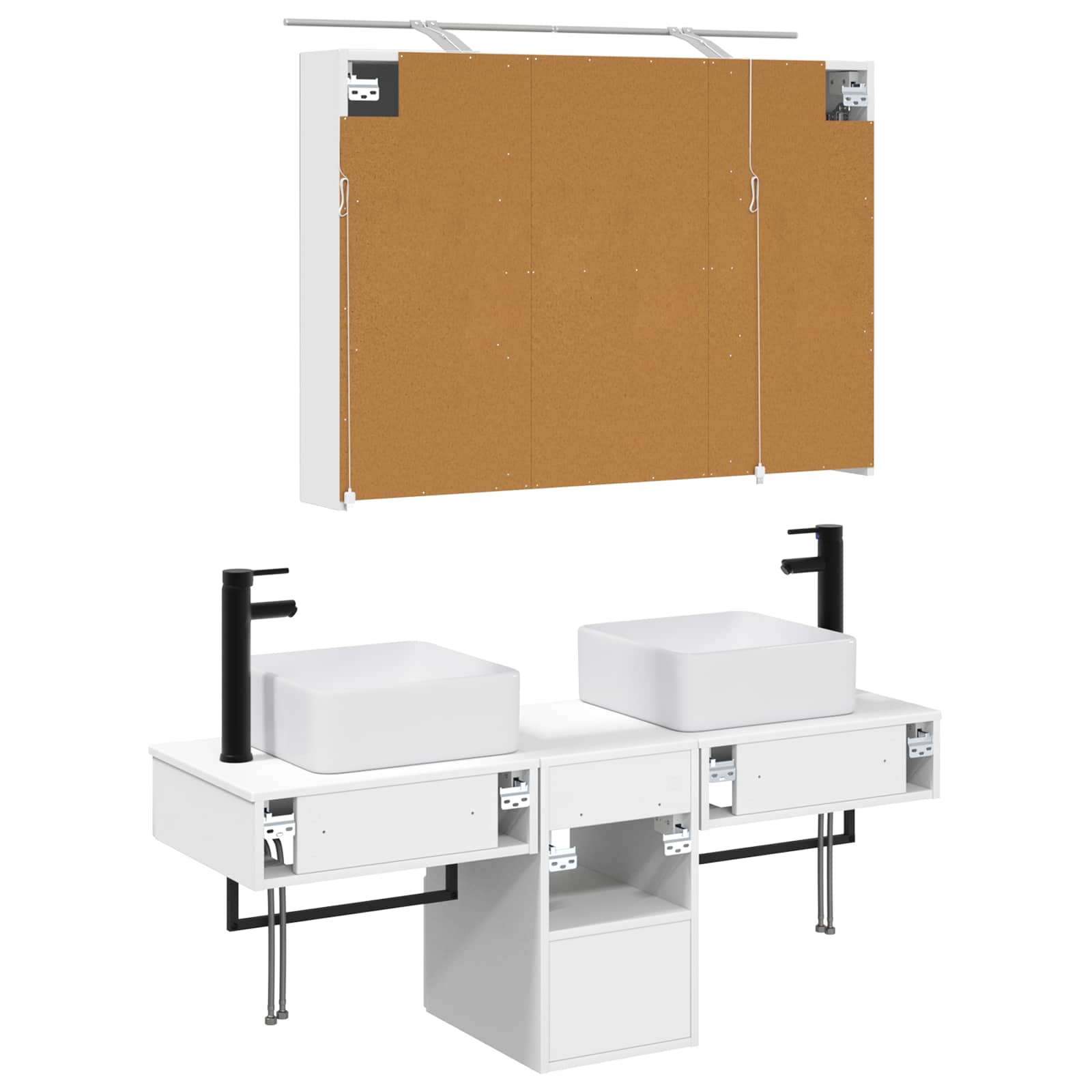 Set ormarića za kupaonicu 4 pcs Bijela 100 x 14,5 x 70 cm