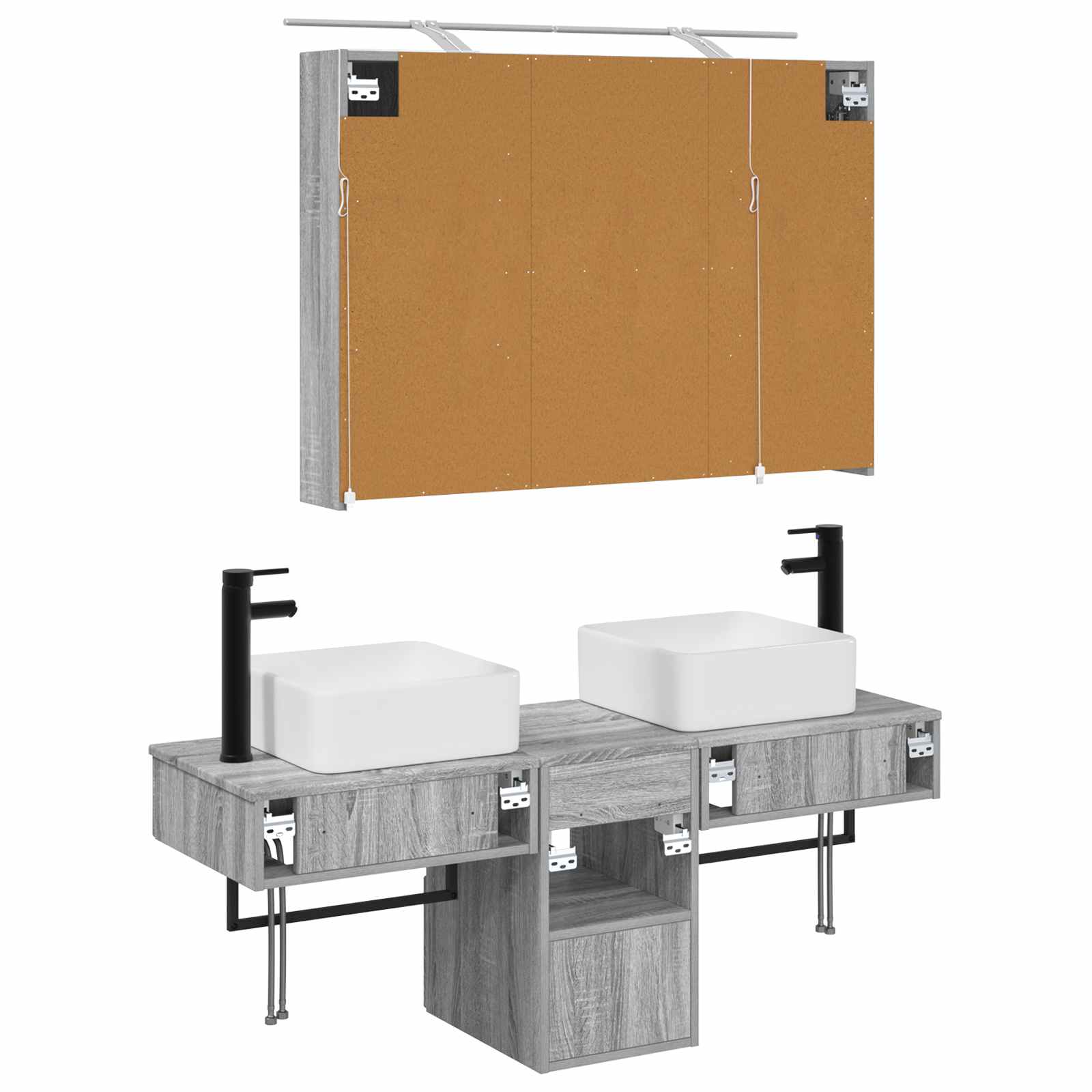 Set ormarića za kupaonicu 4 pcs Siva Sonoma 100 x 14,5 x 70 cm