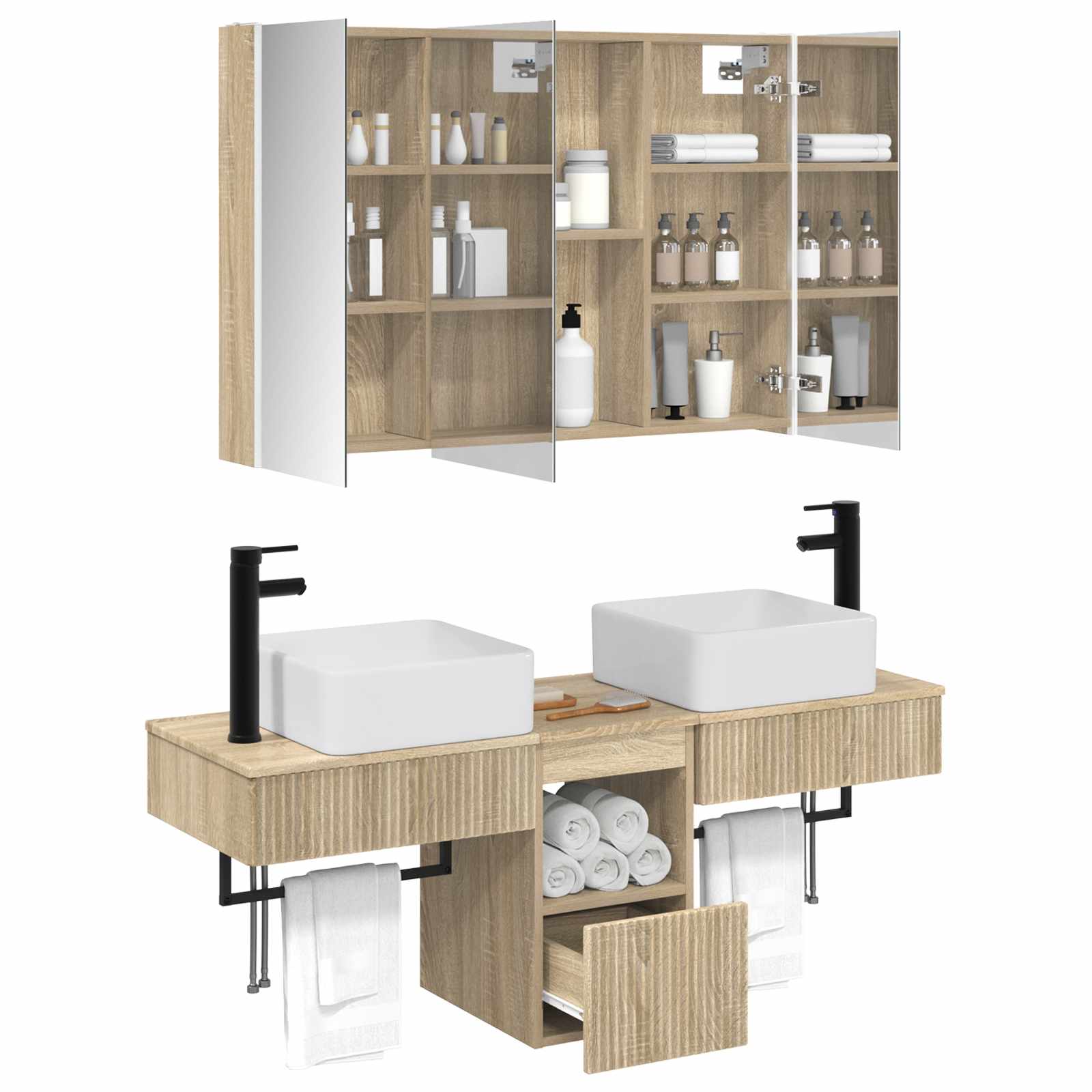 Set ormarića za kupaonicu 4 pcs Hrast sonoma