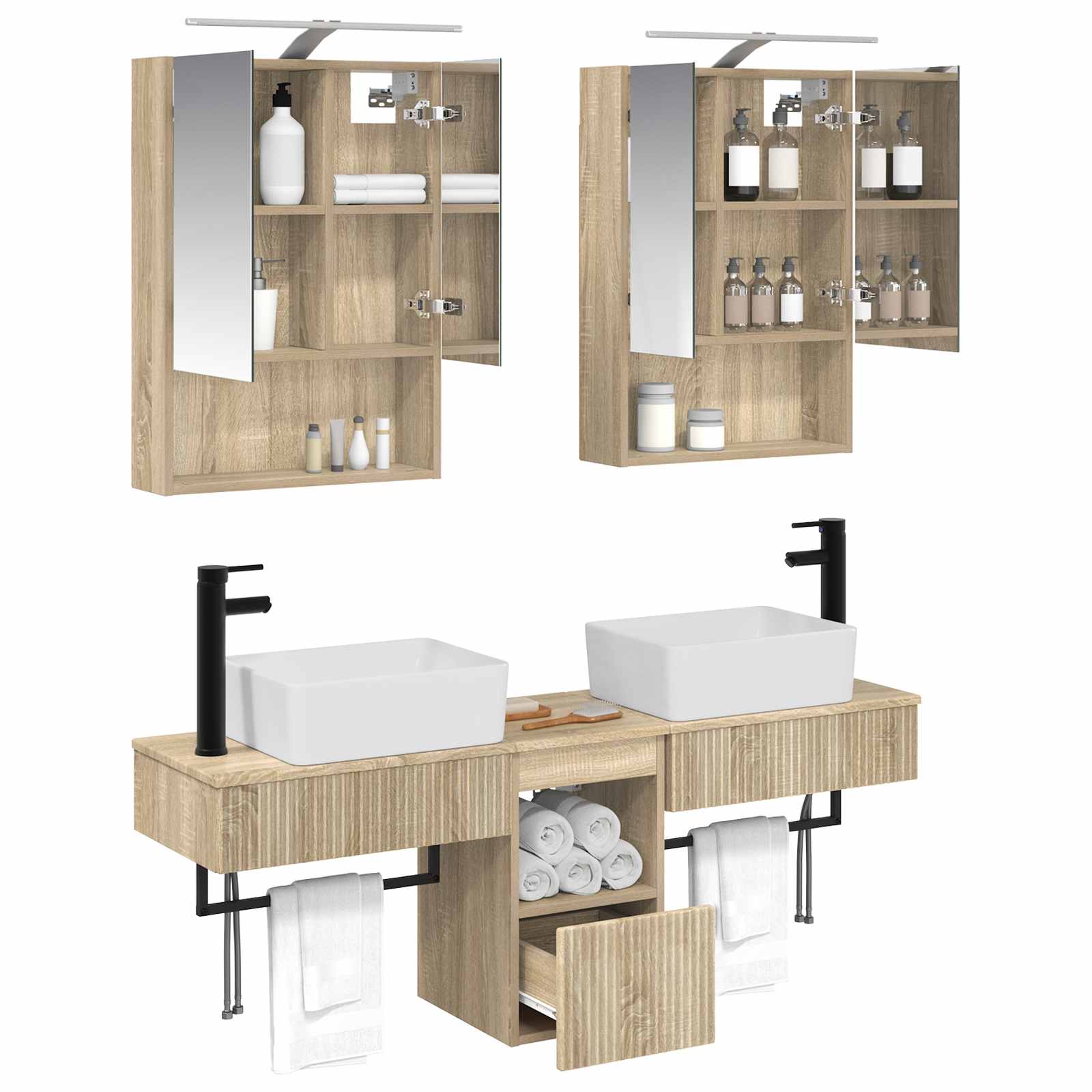 Set ormarića za kupaonicu 5 pcs Hrast sonoma 50 x 14,5 x 70 cm