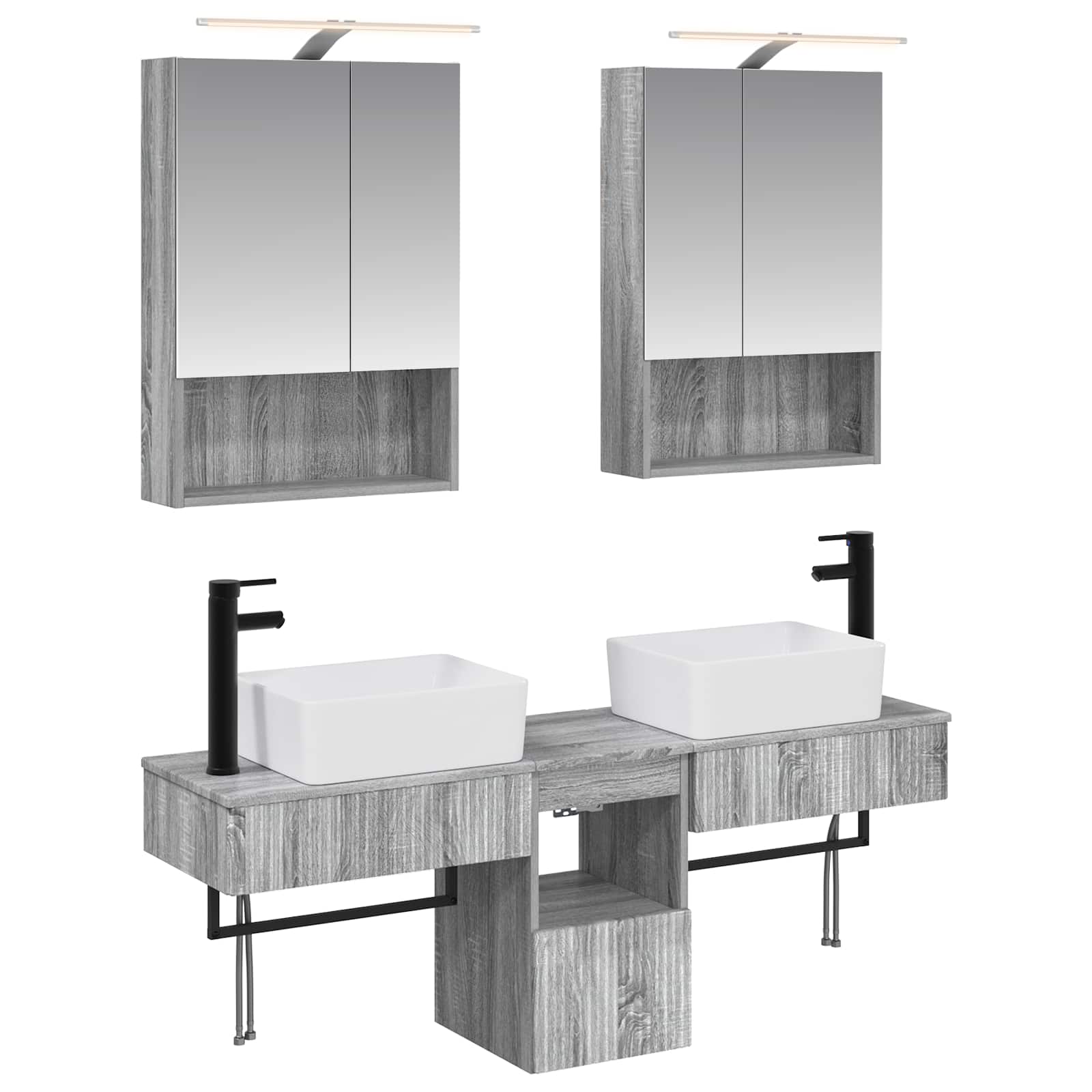 Set ormarića za kupaonicu 5 pcs Siva Sonoma 50 x 14,5 x 70 cm